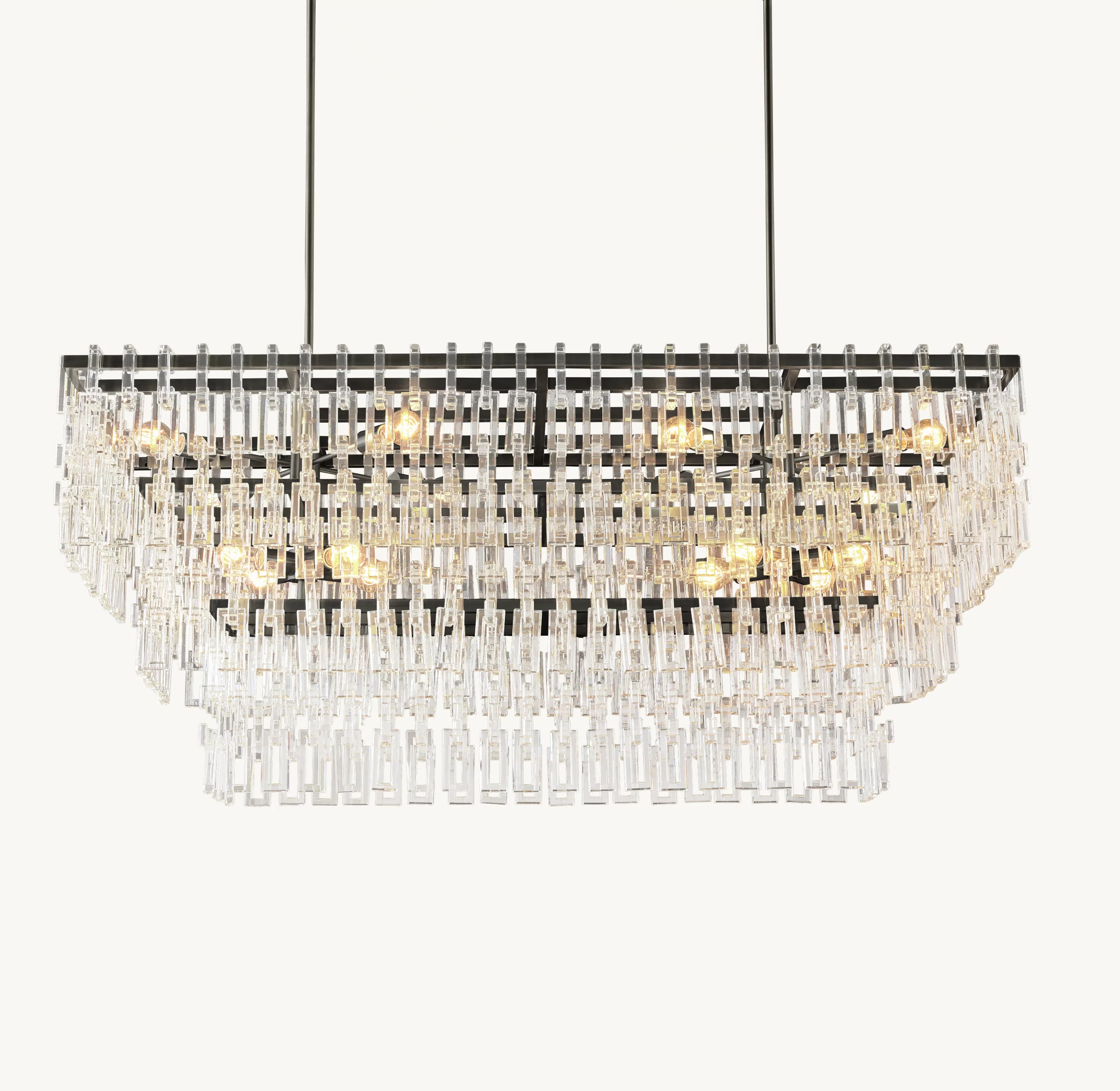 62 Inch Chain Crystal Tiered Rectangular Chandelier - Marignan