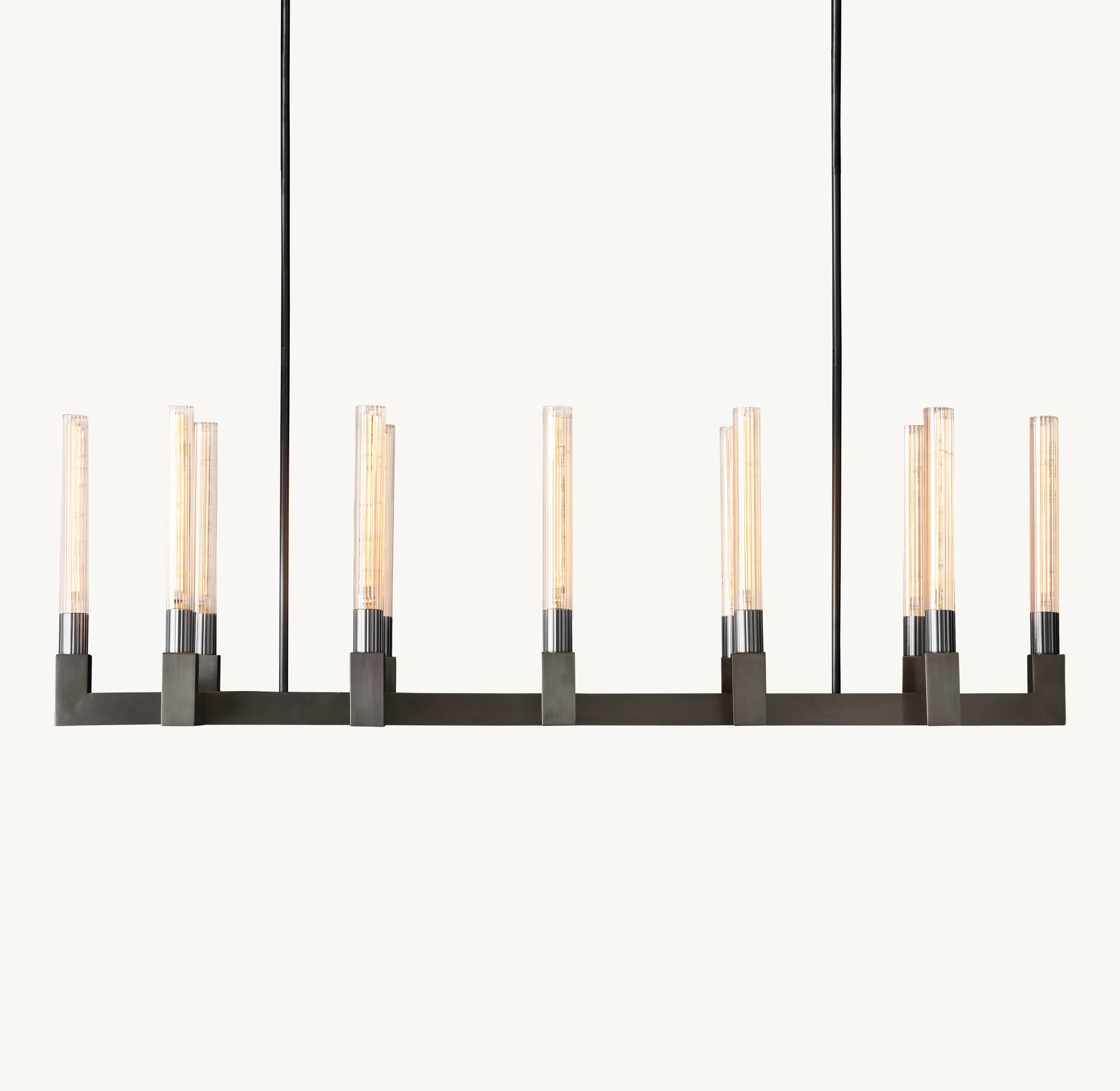 55 Inch Fluted-Glass Candlestick Linear Chandelier - Cannele