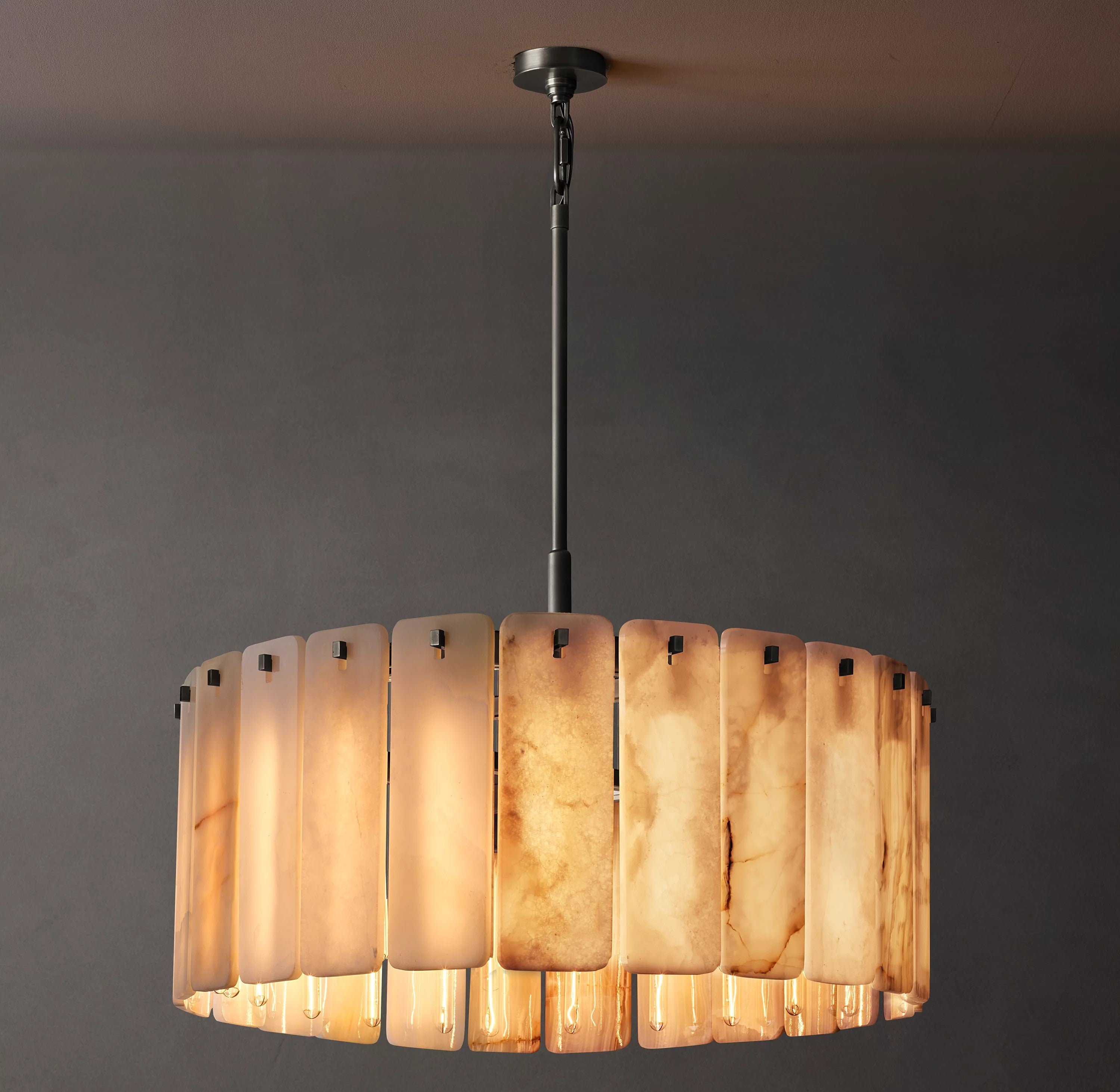 36 Inch Alabaster Round Chandelier - Calamette