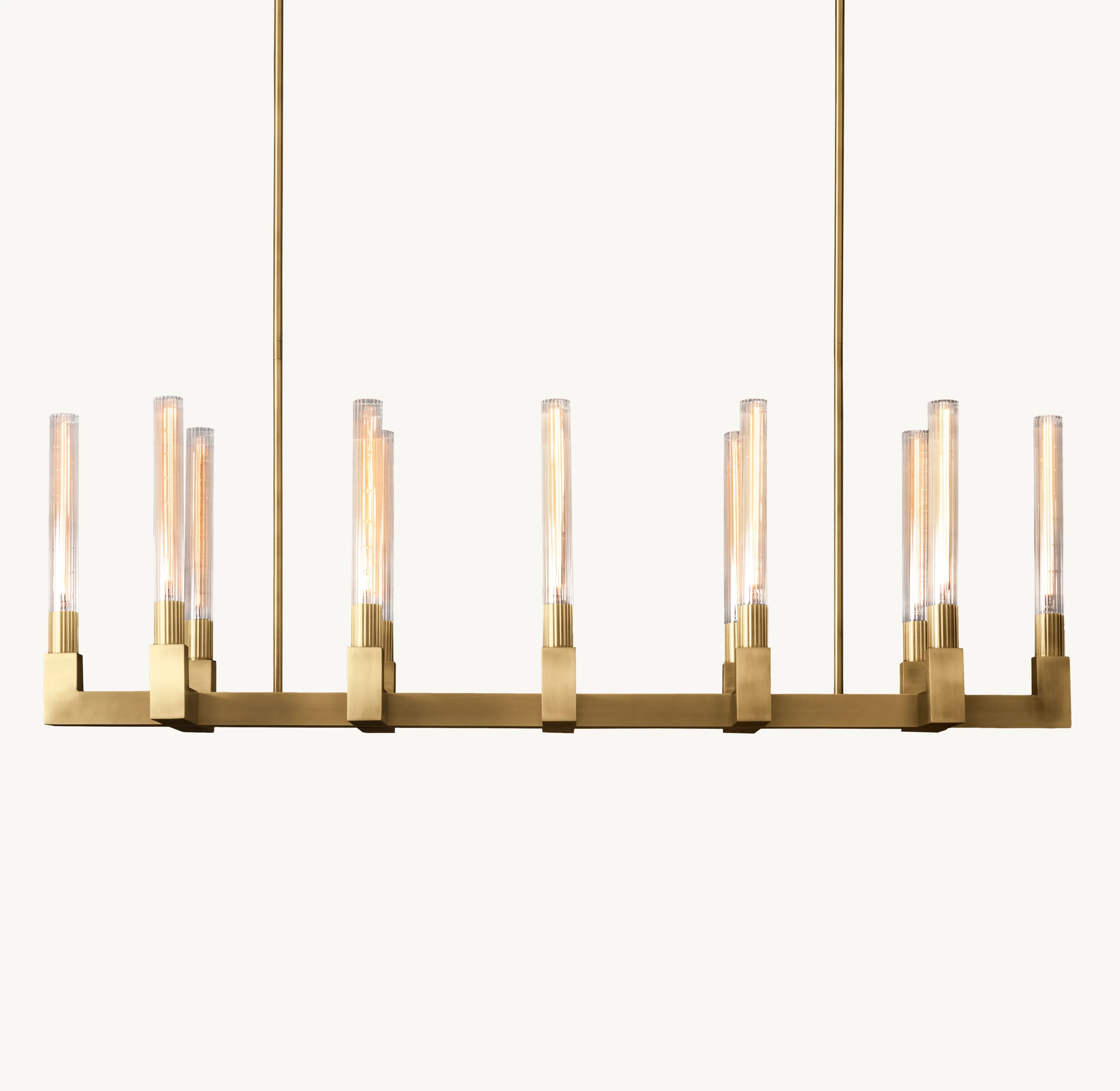 55 Inch Fluted-Glass Candlestick Linear Chandelier - Cannele