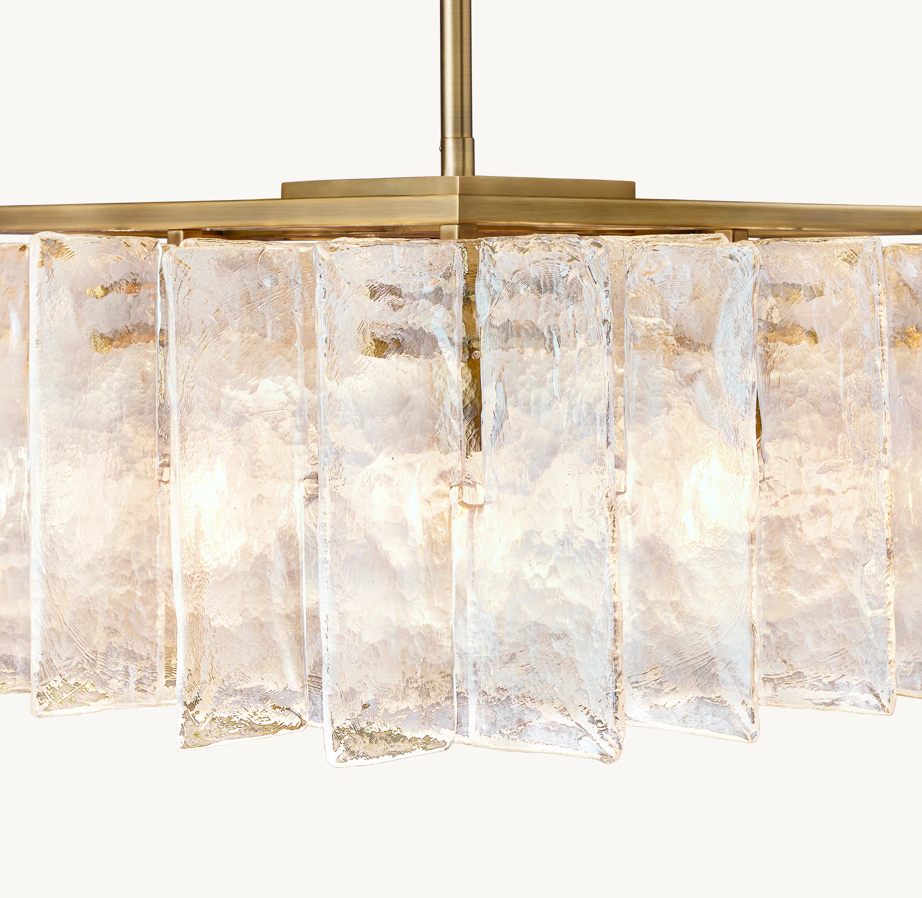 49 Inch Clear Hammered Glass Rectangular Chandelier - Lattice