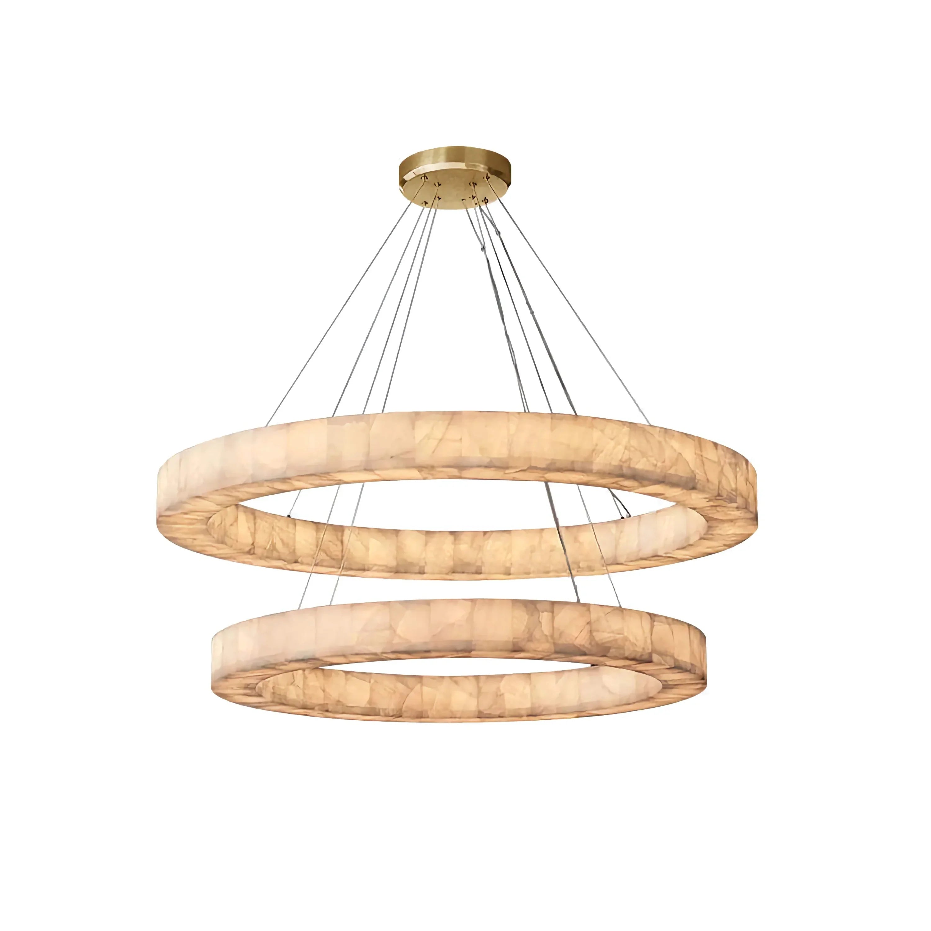 60 Inch Lueur Two-Tier Alabaster Chandelier - Rivage