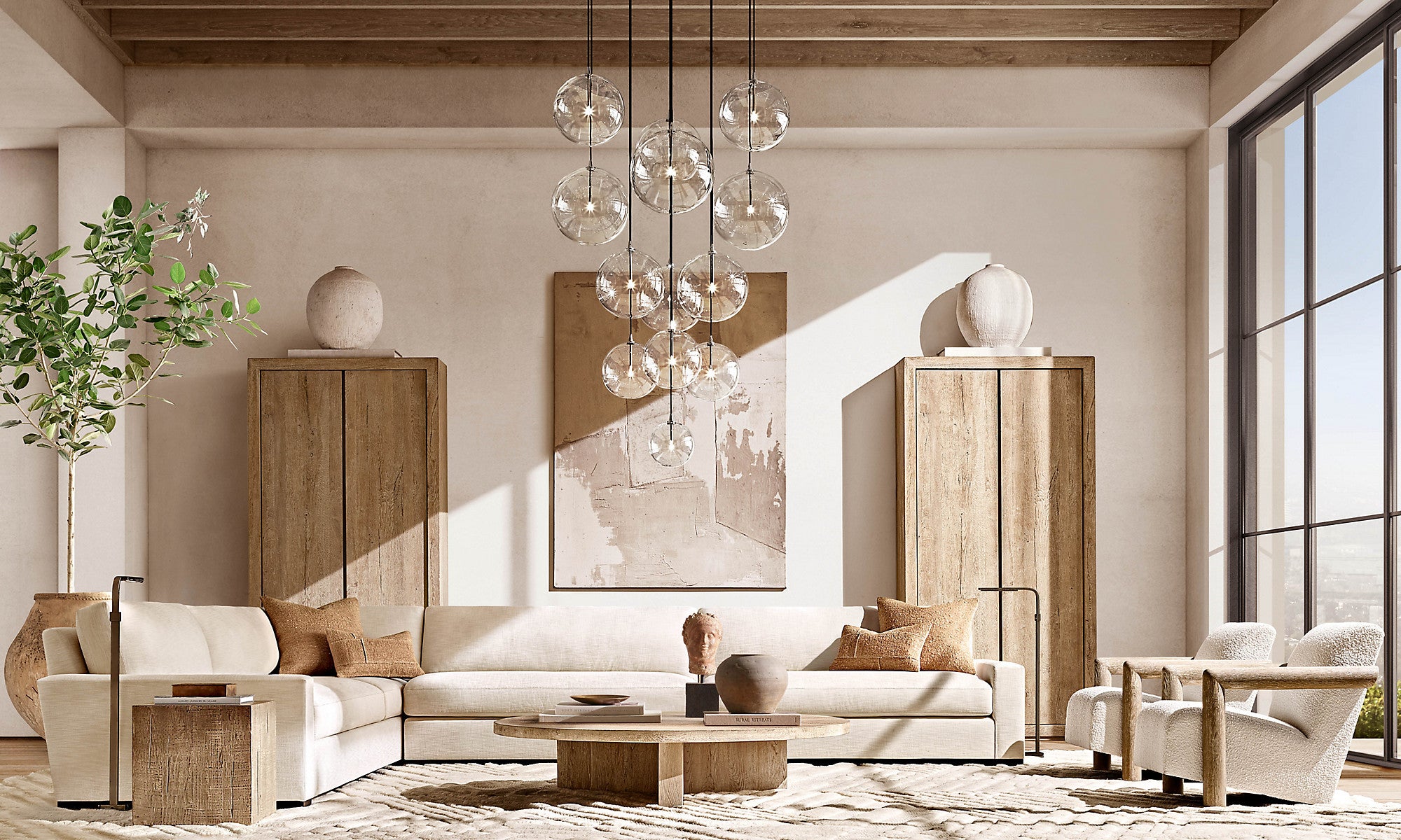 44 Inch Blown Glass Globe Cluster Chandelier - Mobile