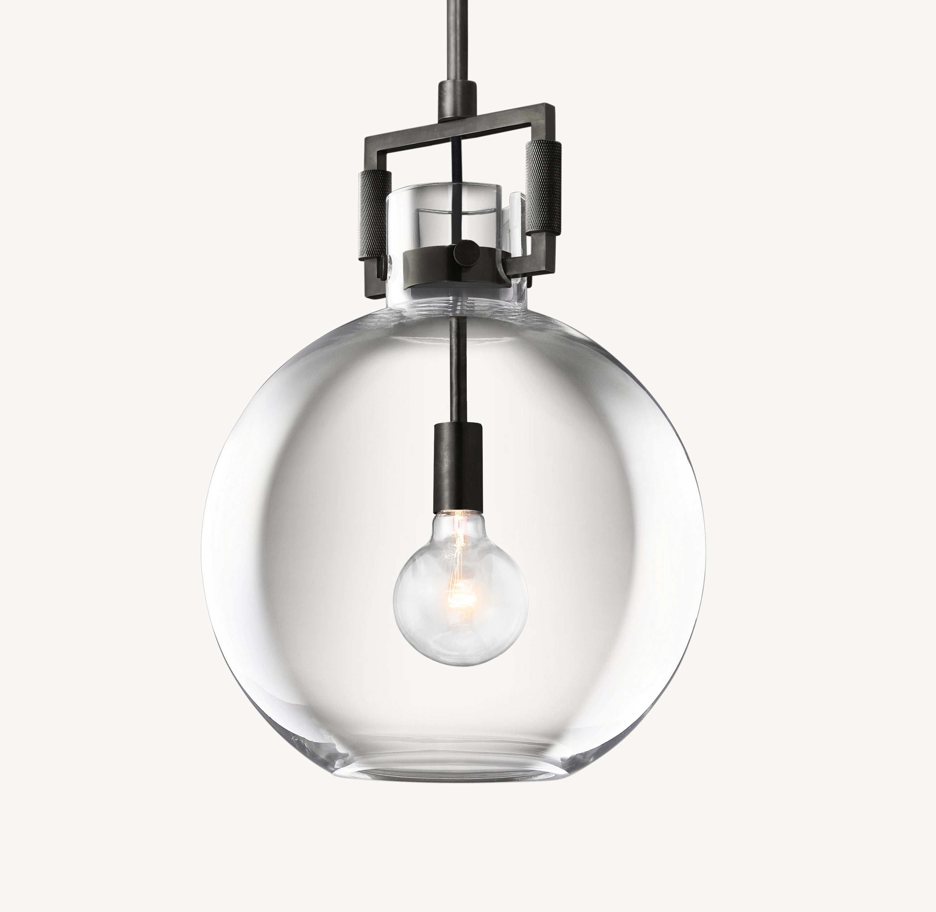 18 Inch Clear Glass Globe Pendant Light - Machinist