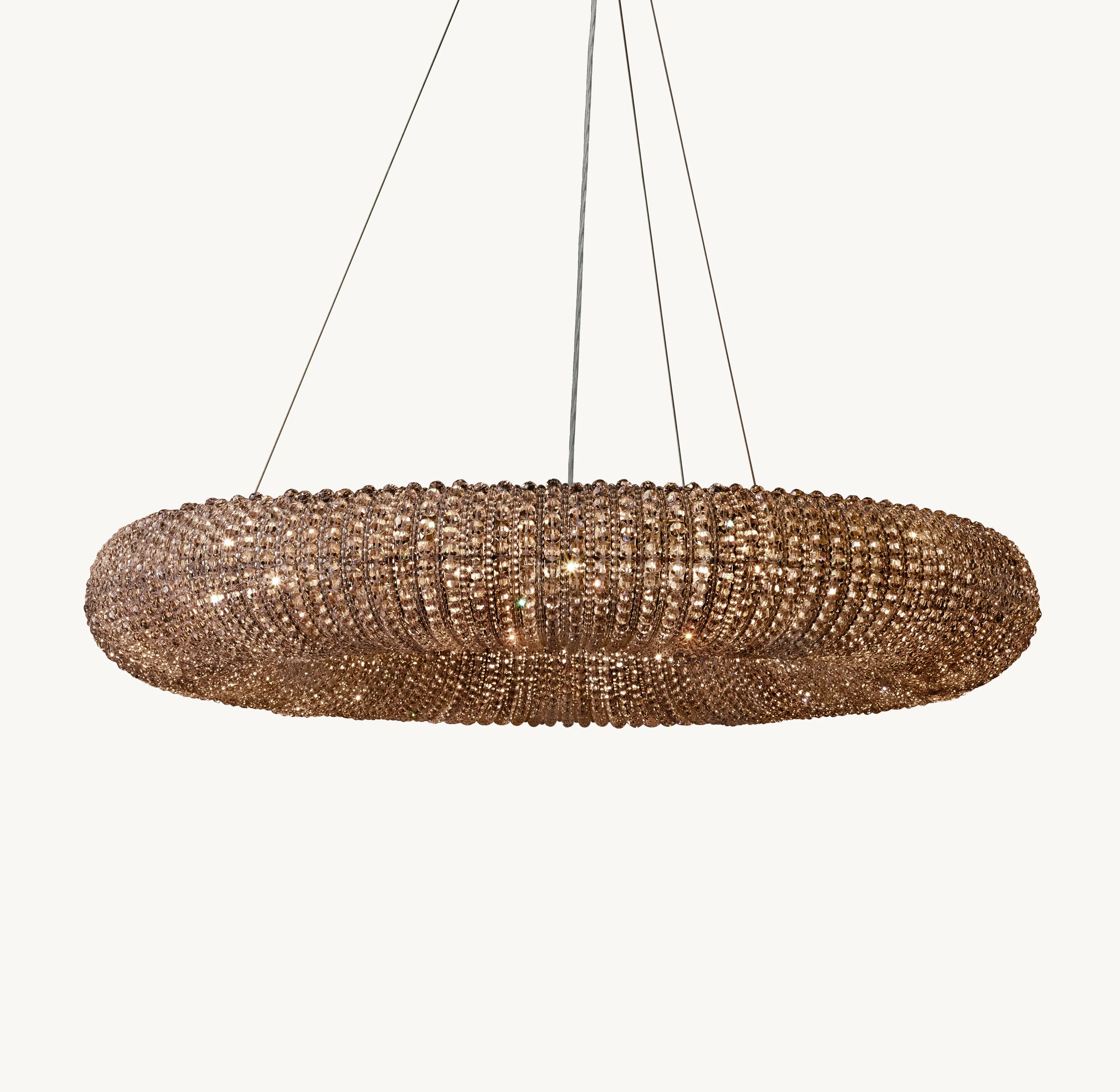 32 Inch Smoked Crystal Bead Round Chandelier - Halo