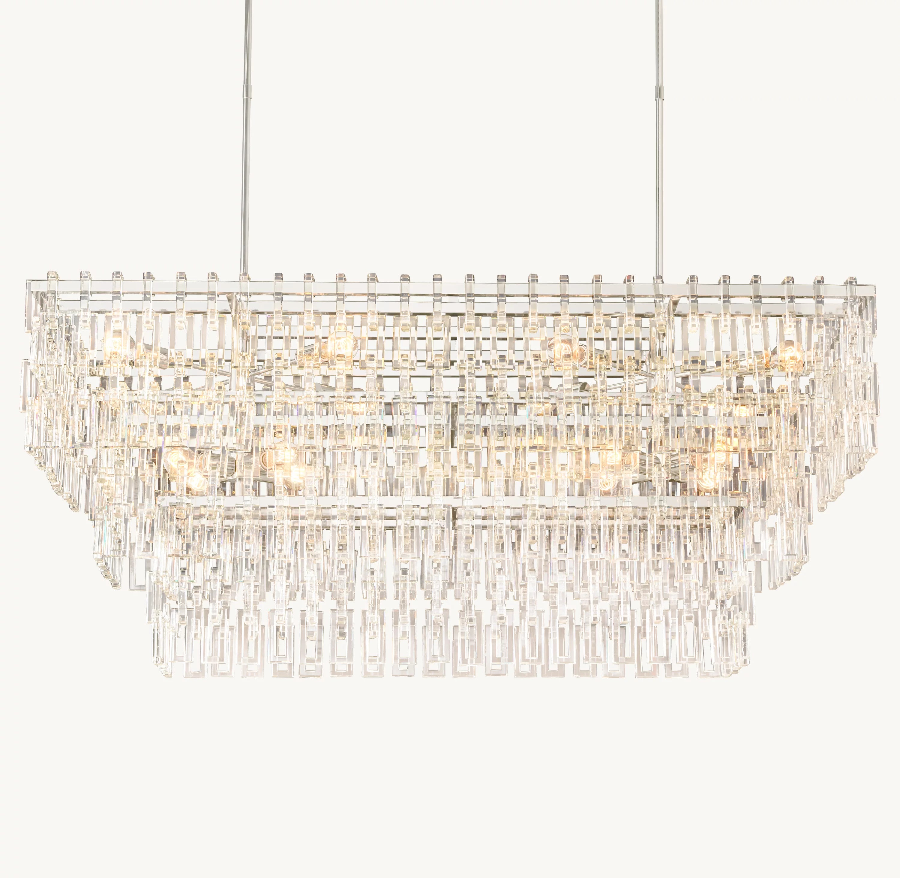 62 Inch Chain Crystal Tiered Rectangular Chandelier - Marignan
