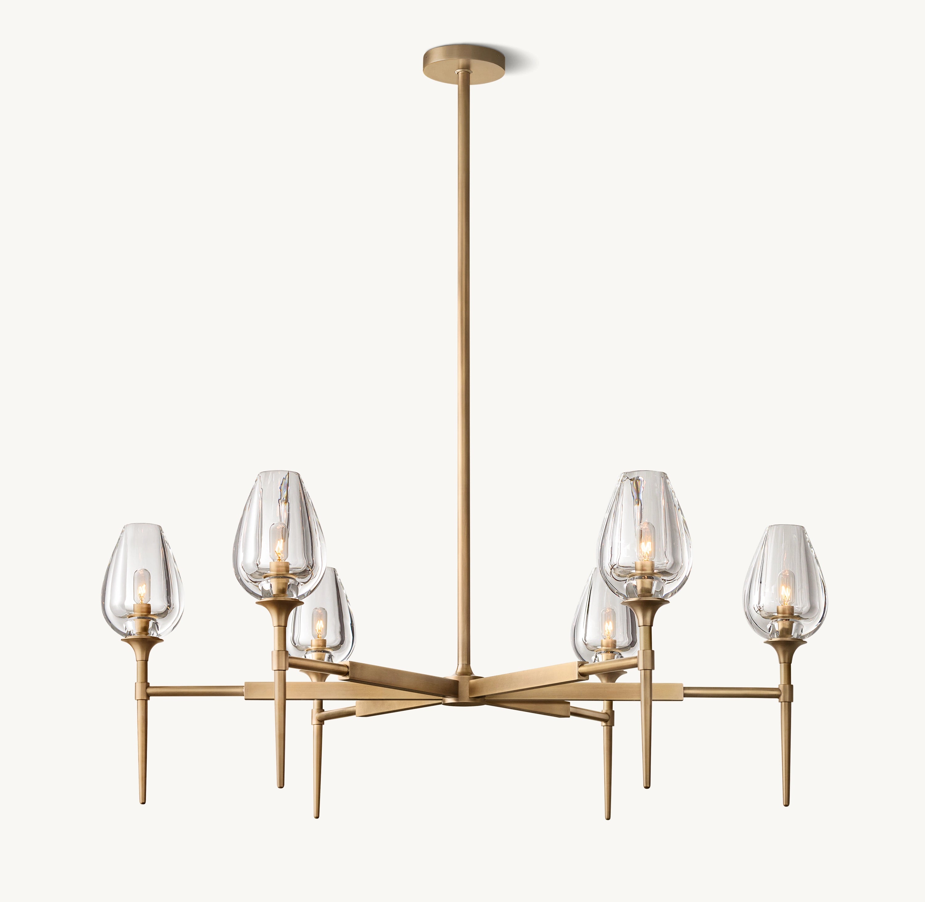 42 Inch Torchiere Crystal Arm Chandelier - Tulip