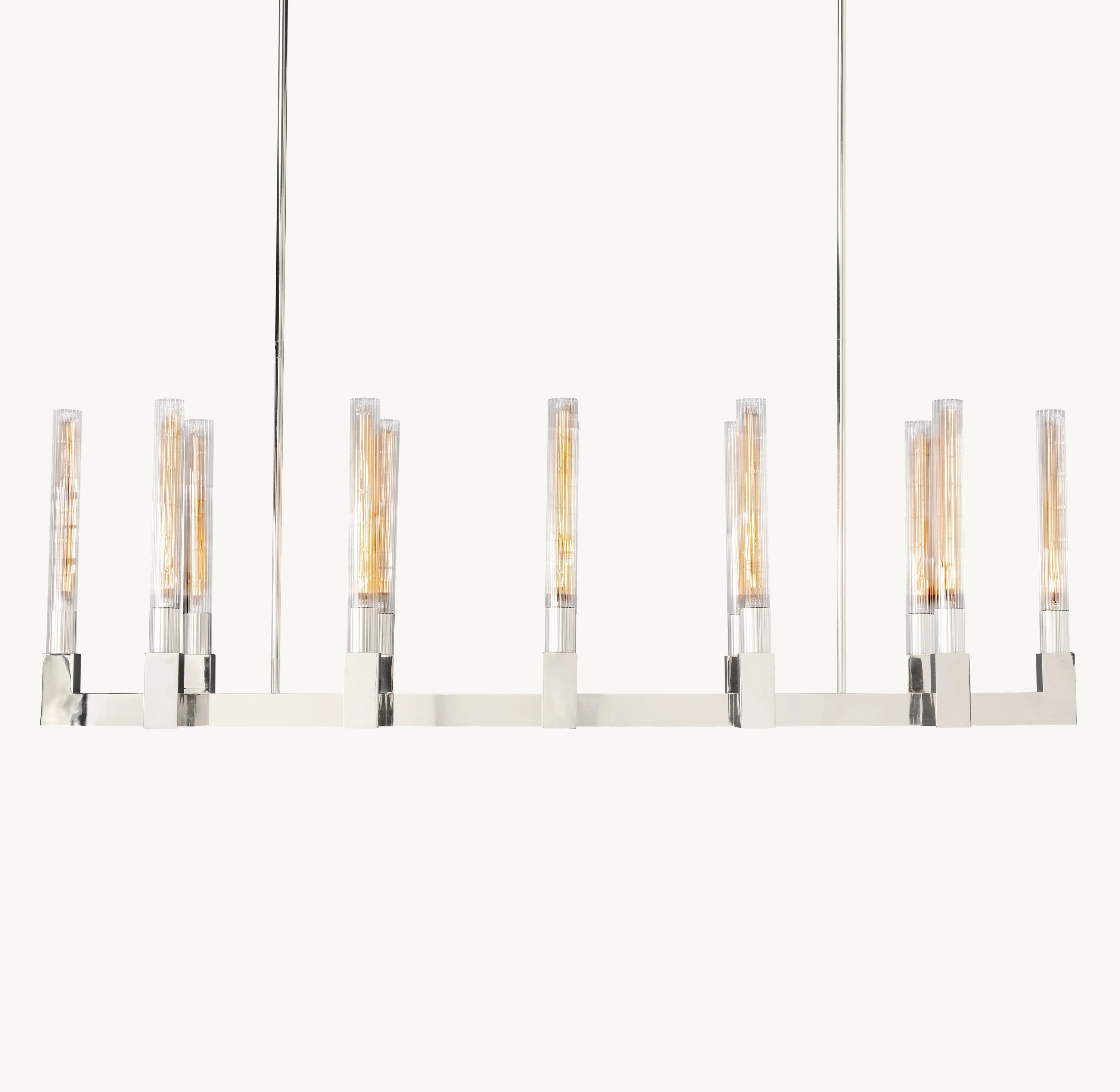 55 Inch Fluted-Glass Candlestick Linear Chandelier - Cannele