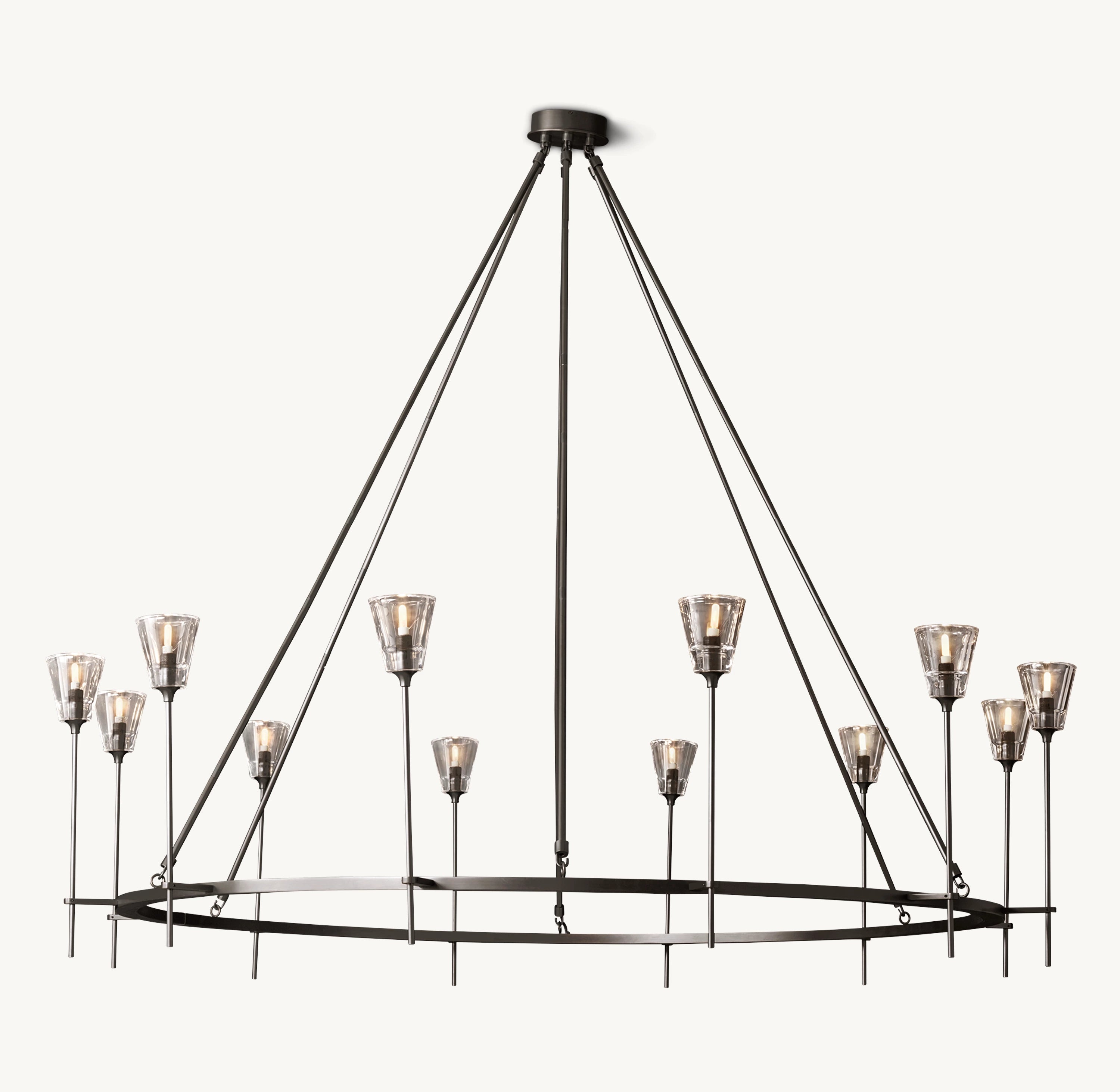 70 Inch Torch Round Chandelier - Verre