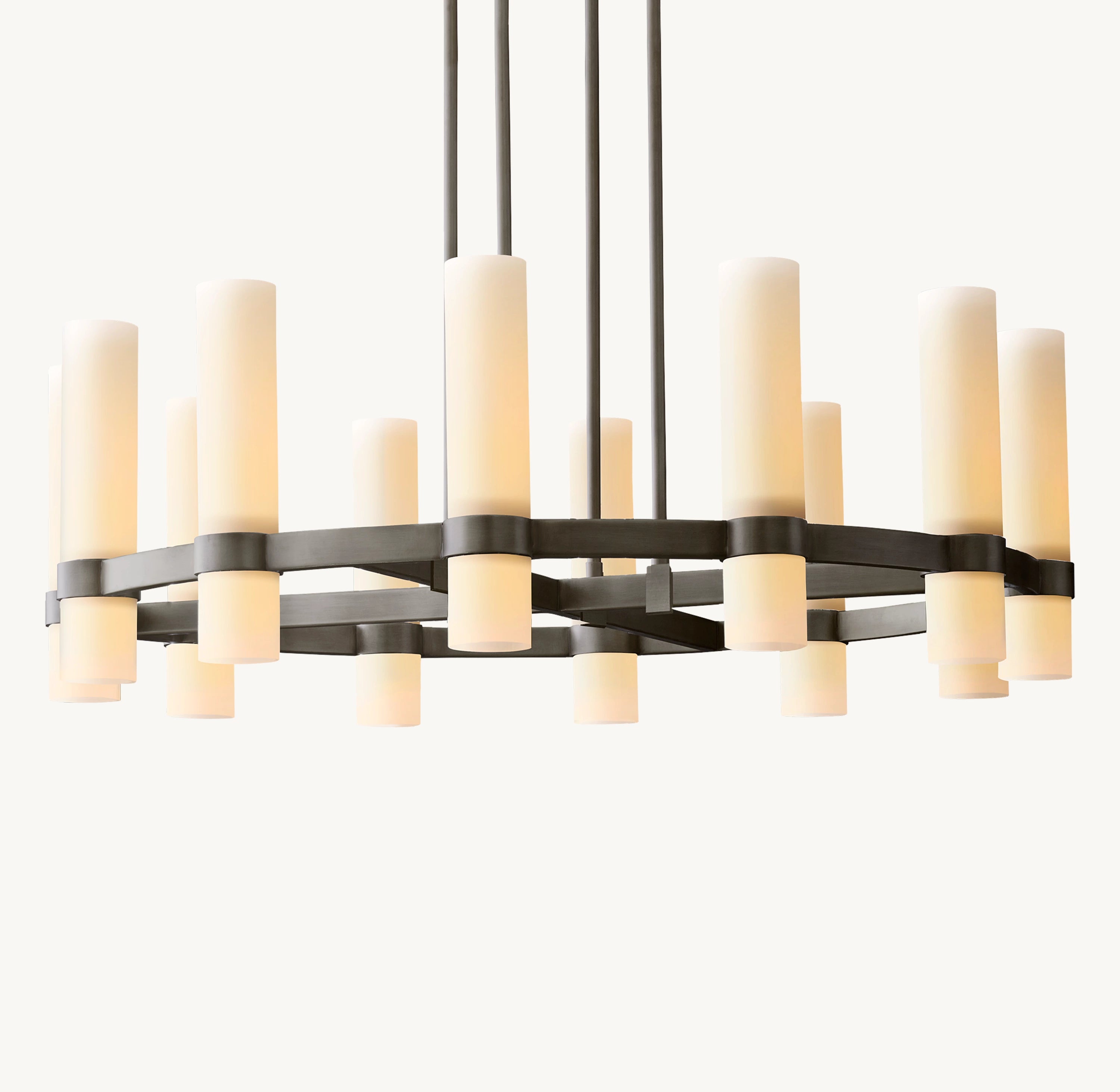 36 Inch Cylindrical Milk Glass Round Chandelier - Ravelle
