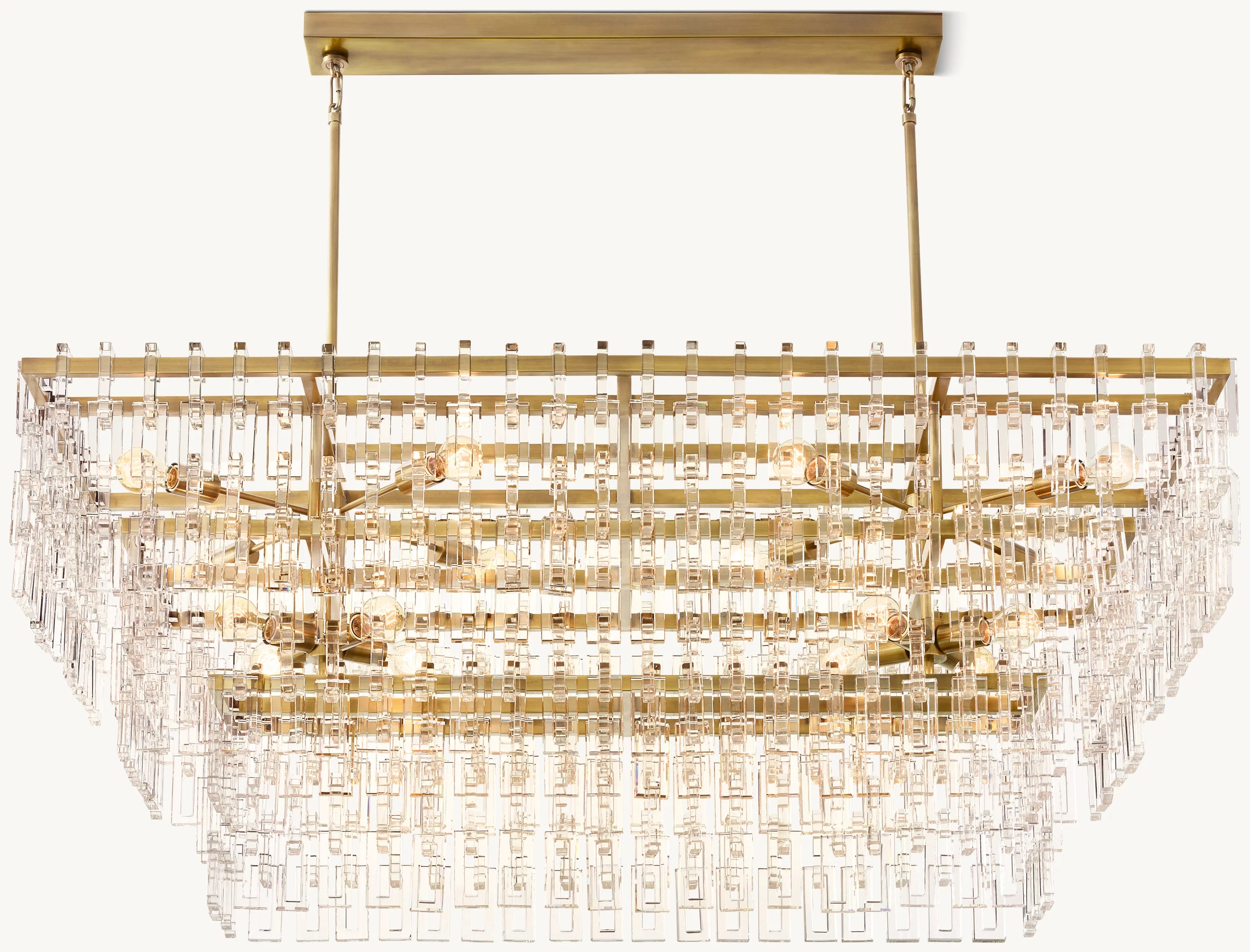 62 Inch Chain Crystal Tiered Rectangular Chandelier - Marignan