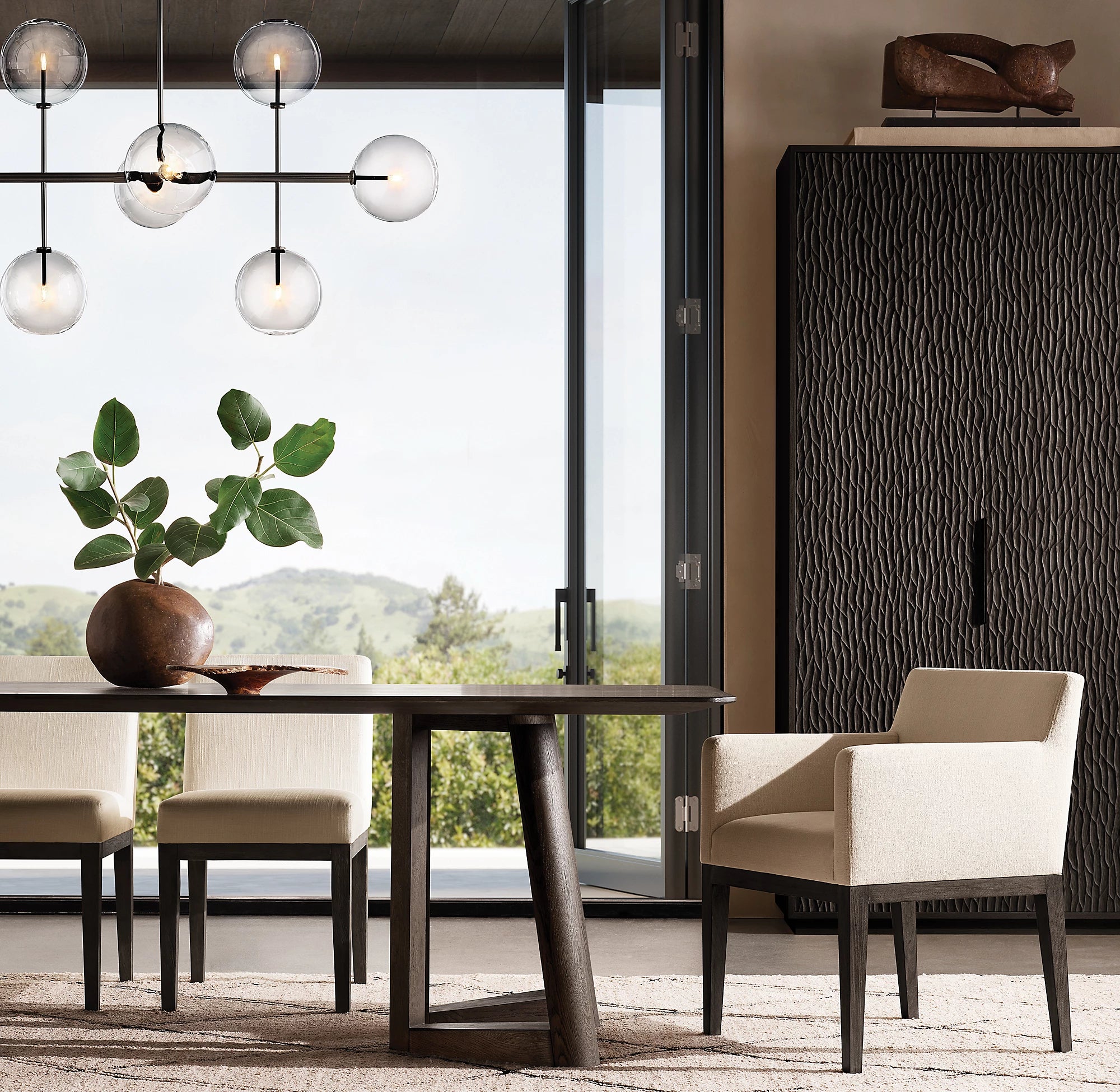 58 Inch Linear Sputnik Globe Glass Chandelier - Mobile