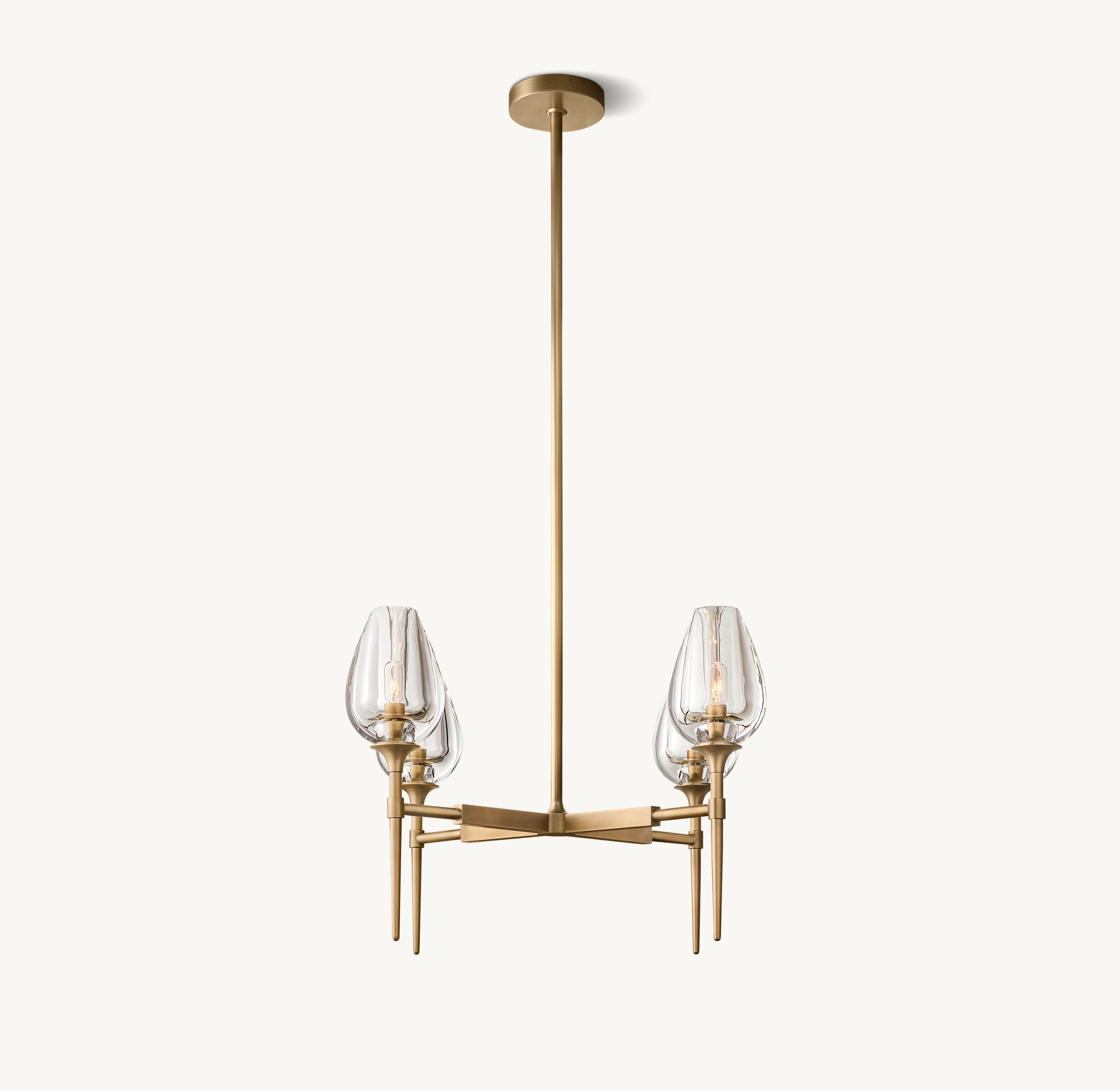 27 Inch Torchiere Crystal Arm Chandelier - Tulip