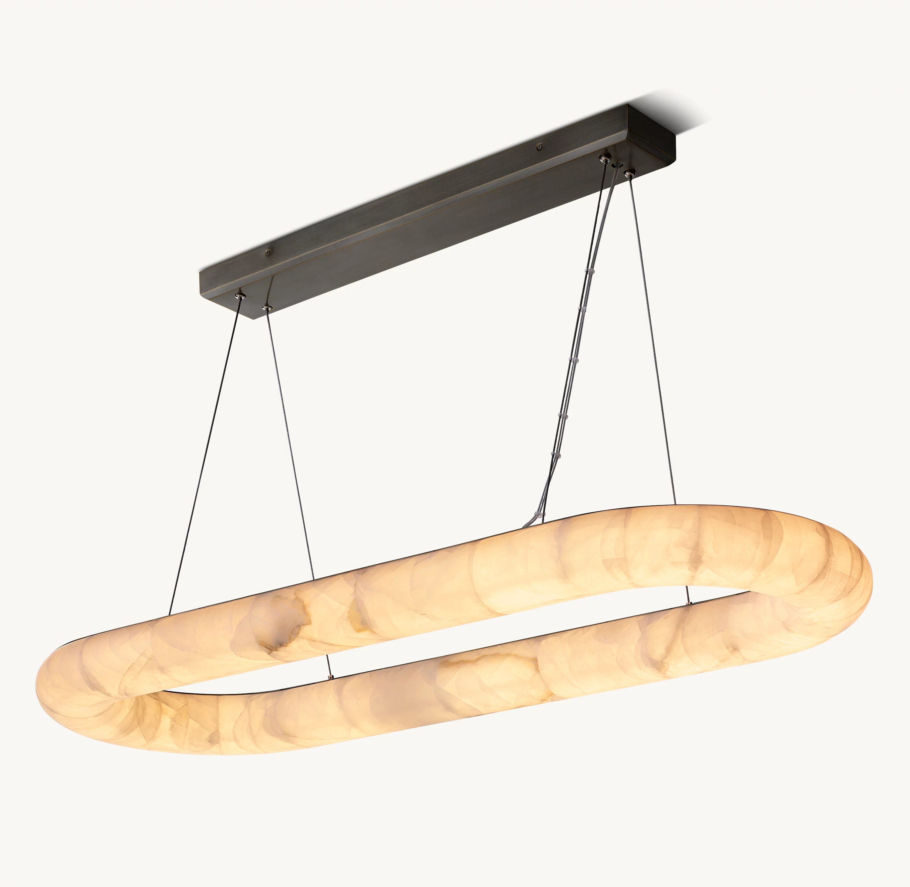 57 Inch Lisse Oval Alabaster Chandelier - Rivage