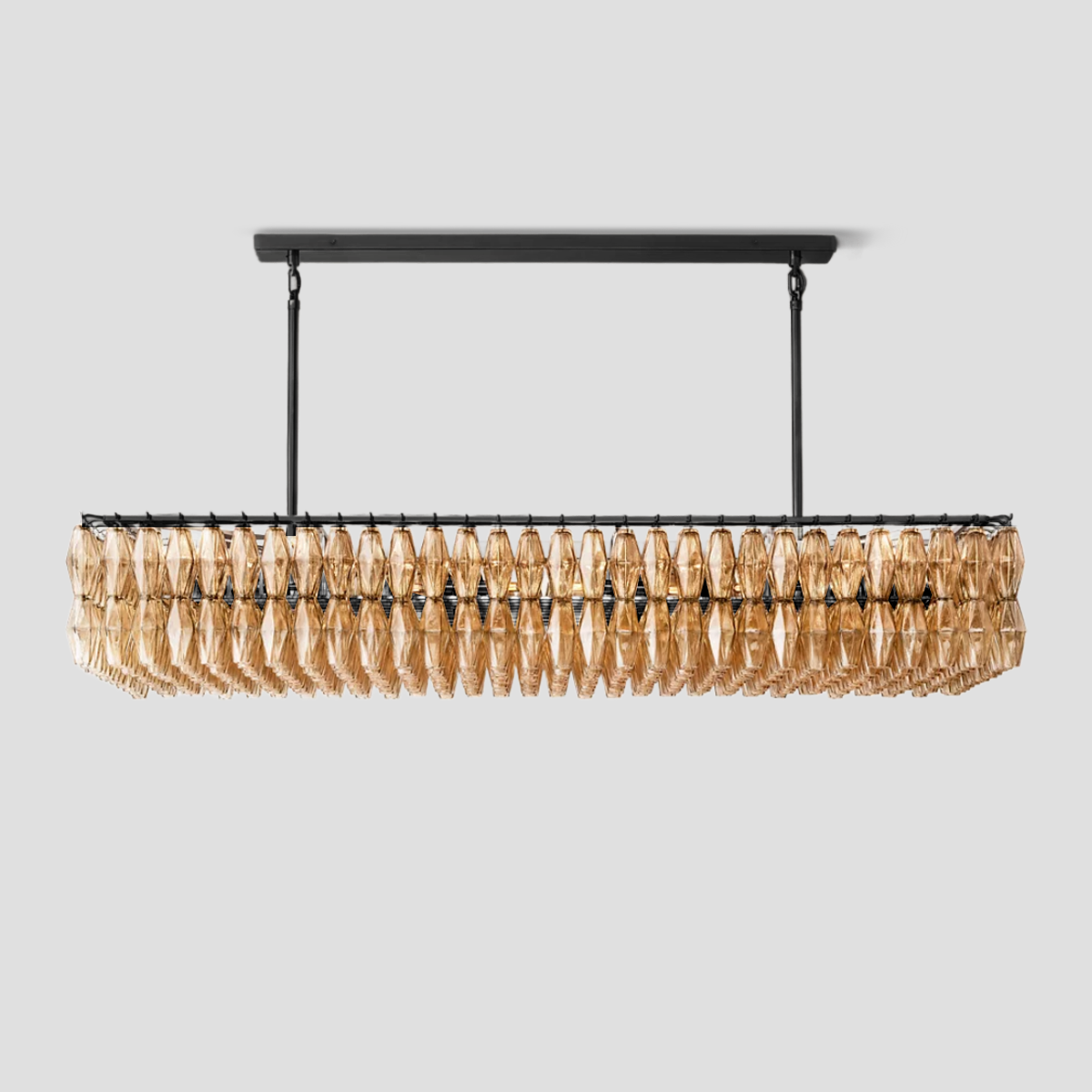 74 Inch Smoked Murano Glass Rectangular Chandelier - Chiara