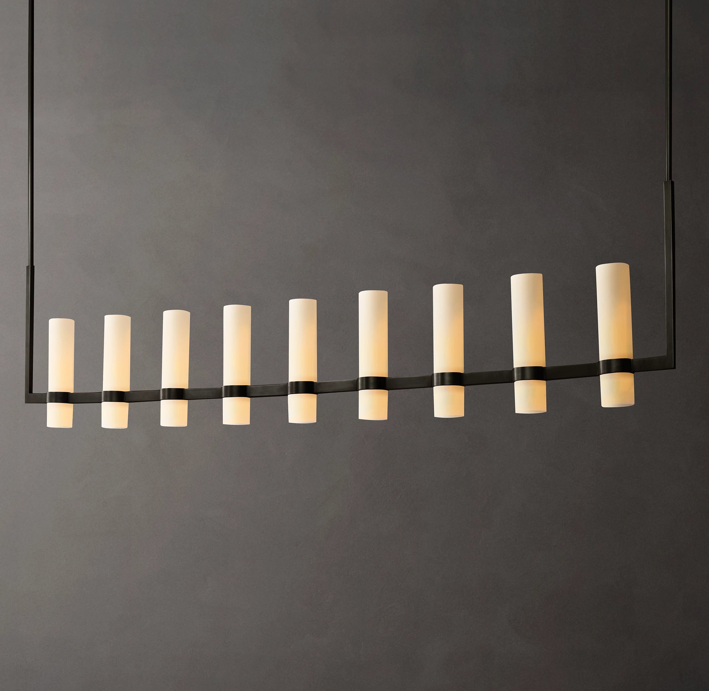 69 Inch Cylindrical Milk Glass Linear Chandelier - Ravelle