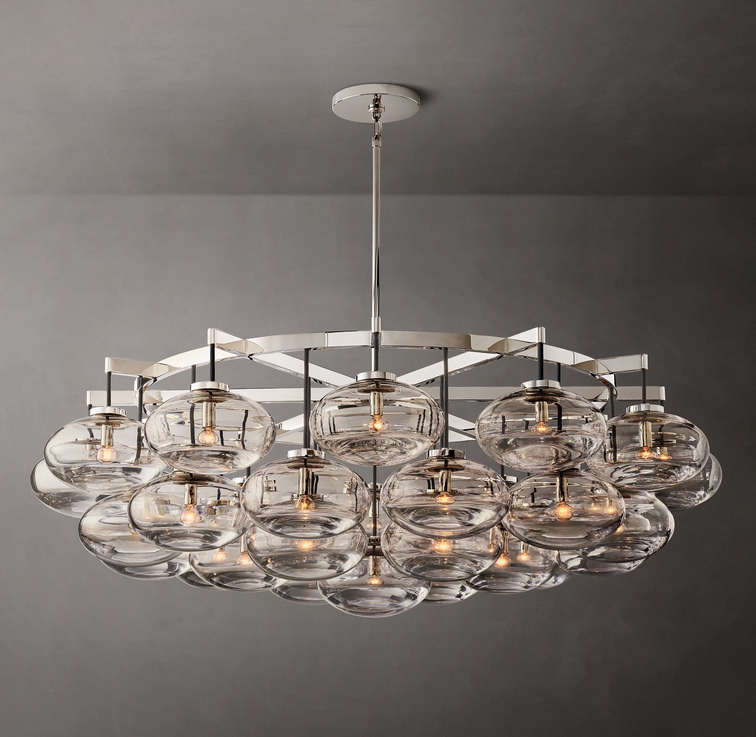 60 Inch Glass Bubble Round Chandelier - Cabrette