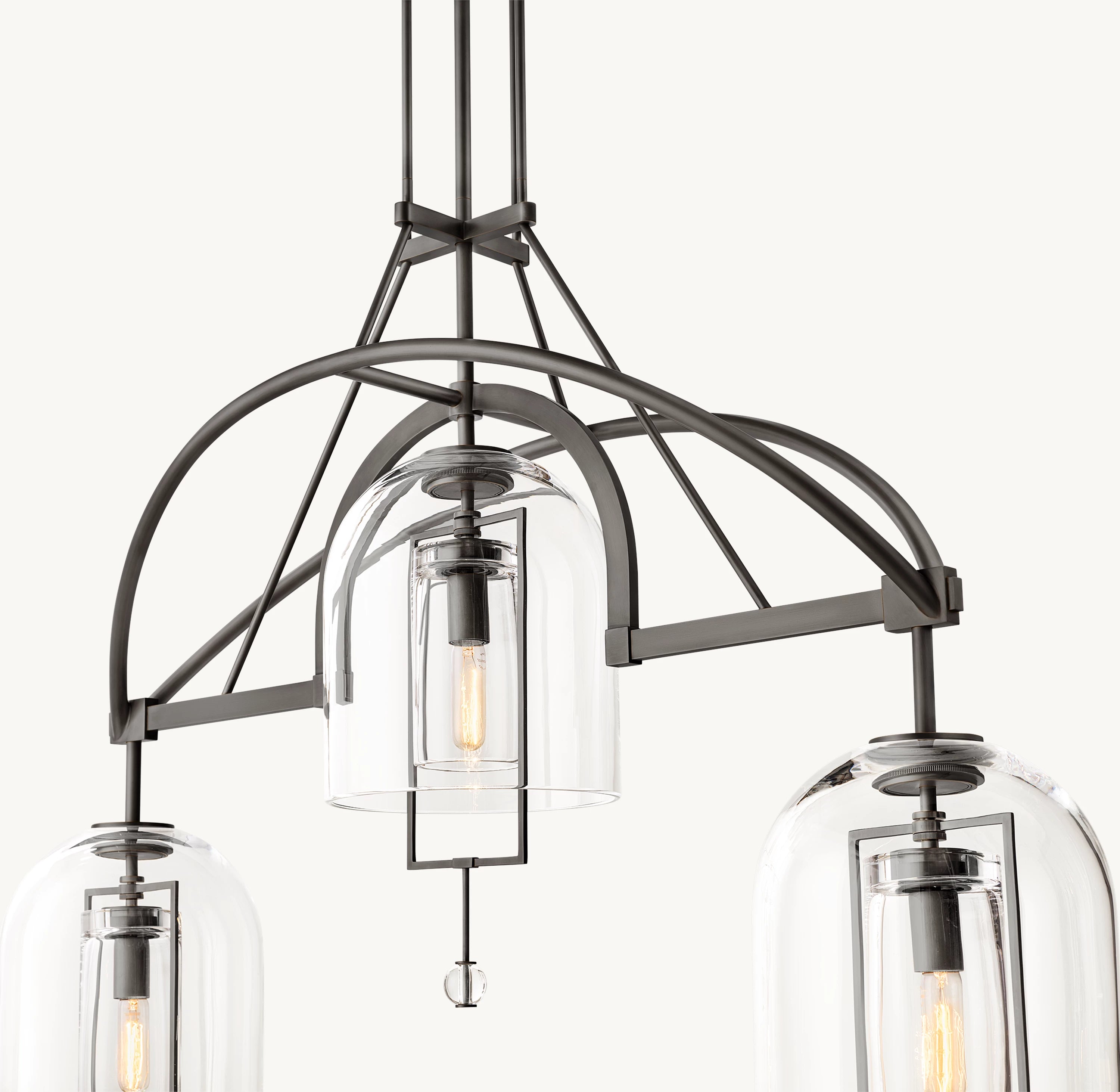 48 Inch Bell Glass Linear Chandelier - Fulcrum