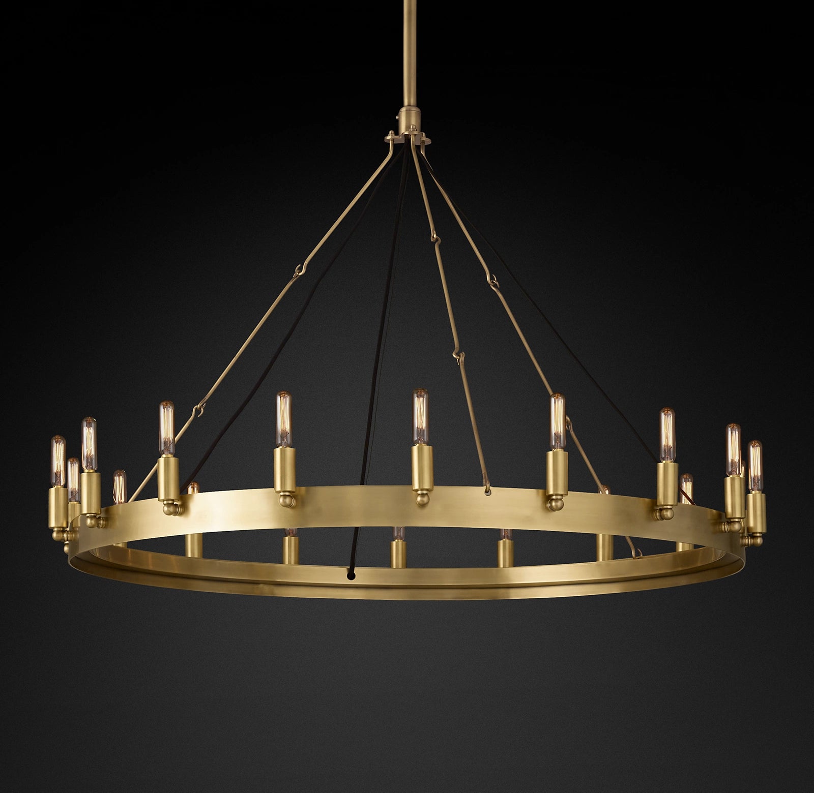 38 Inch Vintage Filament Tube Candle Round Chandelier - Camino