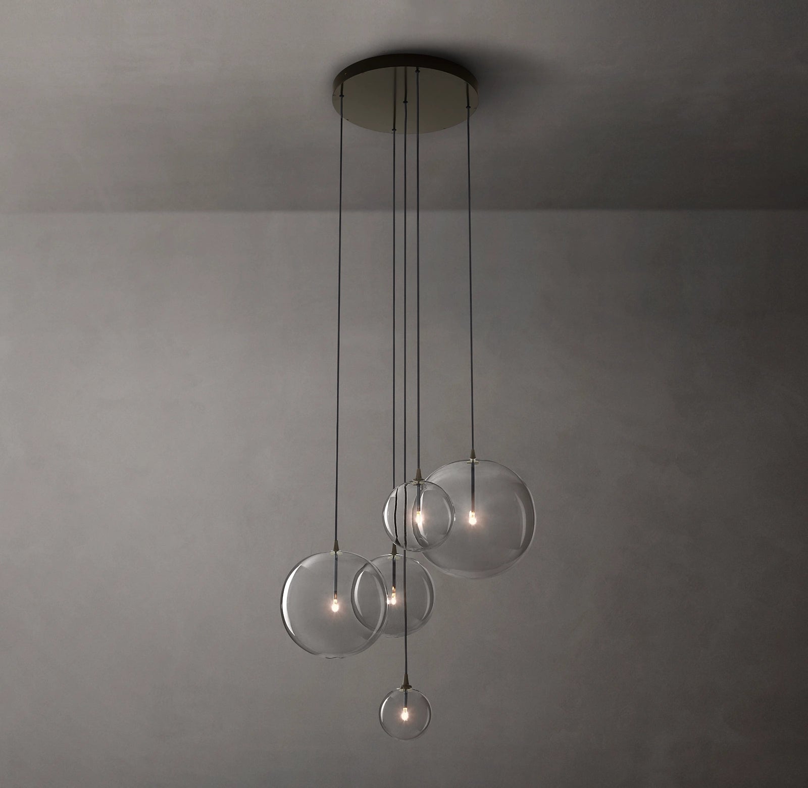 28 Inch Blown Glass Globe Cluster Chandelier - Mobile