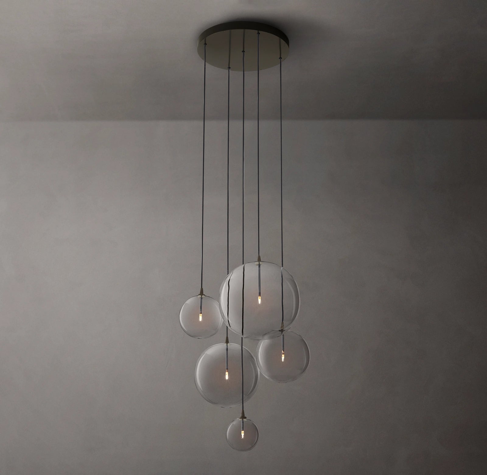 28 Inch Blown Glass Globe Cluster Chandelier - Mobile