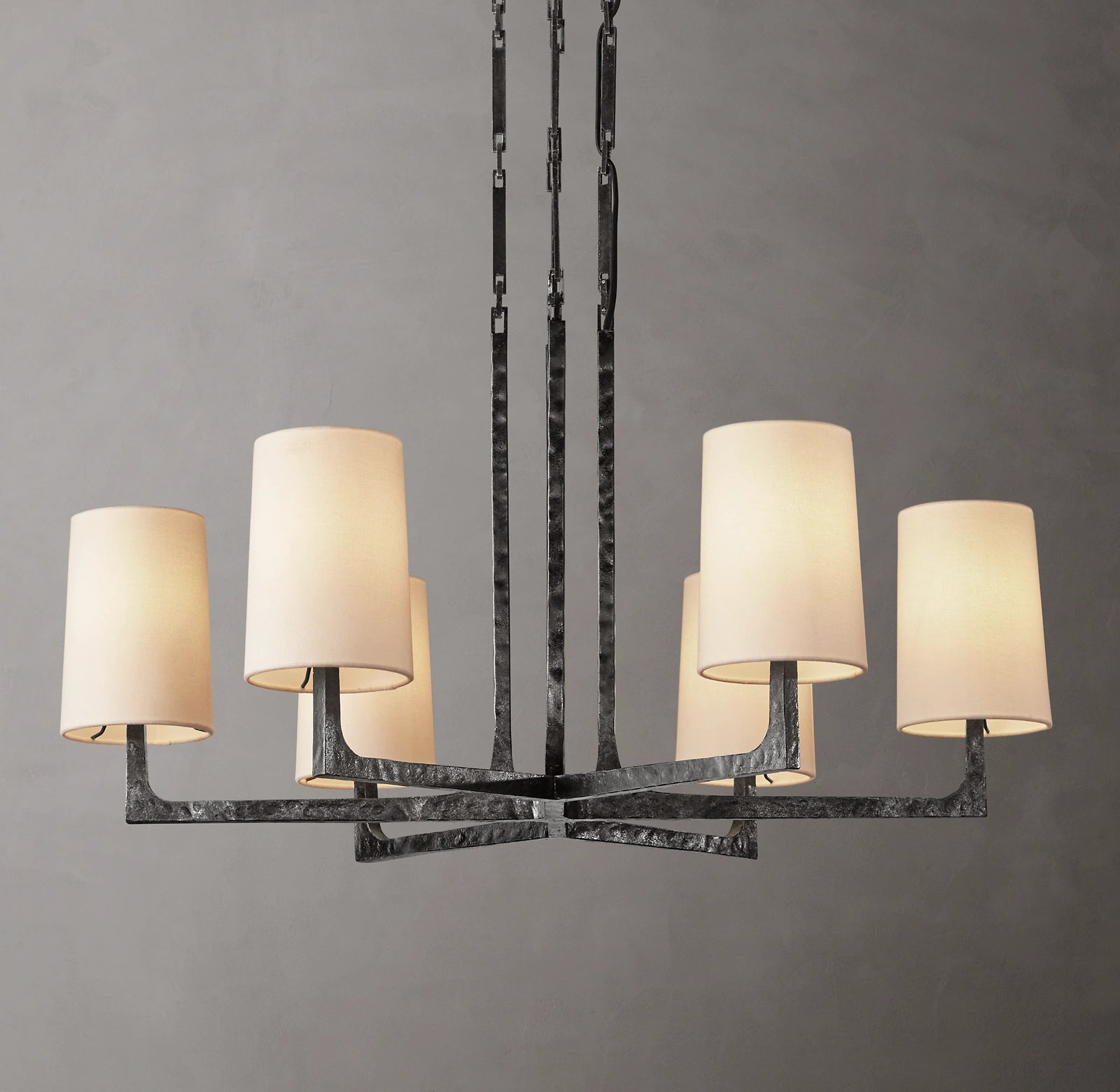 36 Inch Hammered Metal Arm Shaded Chandelier – Wright