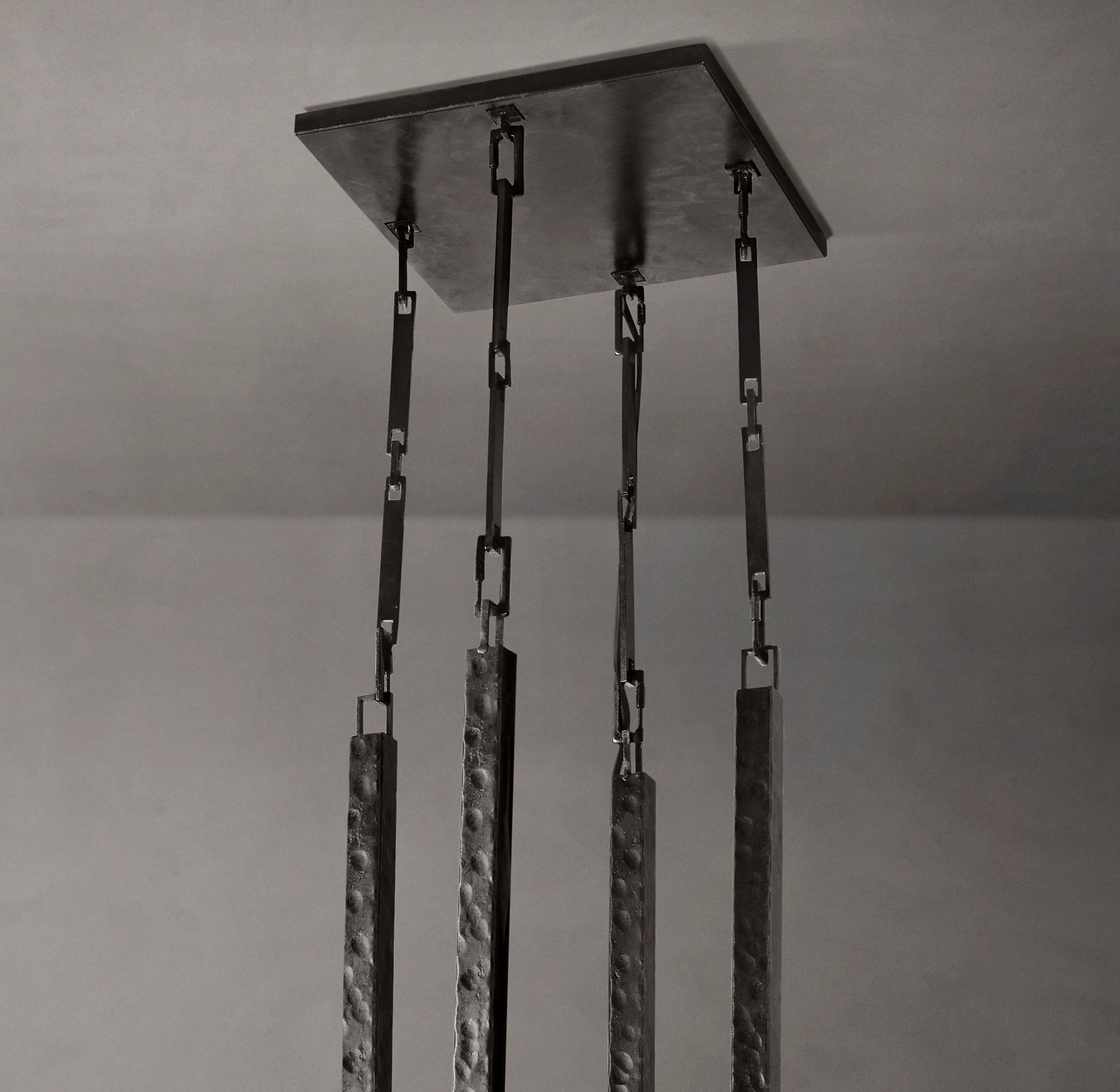 60 Inch Hammered Metal Arm Shaded Chandelier – Wright
