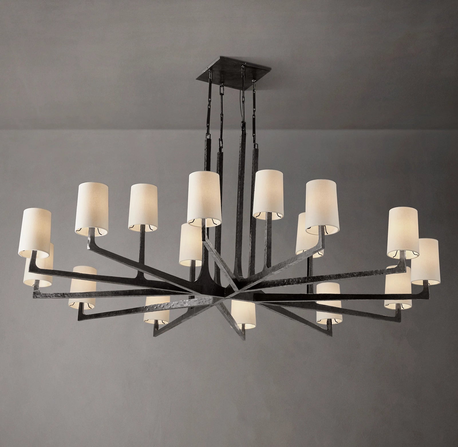60 Inch Hammered Metal Arm Shaded Chandelier – Wright