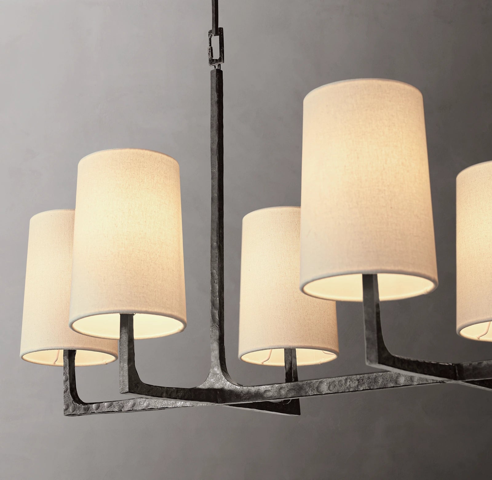 54 Inch Shaded Hammered Metal Linear Chandelier – Wright