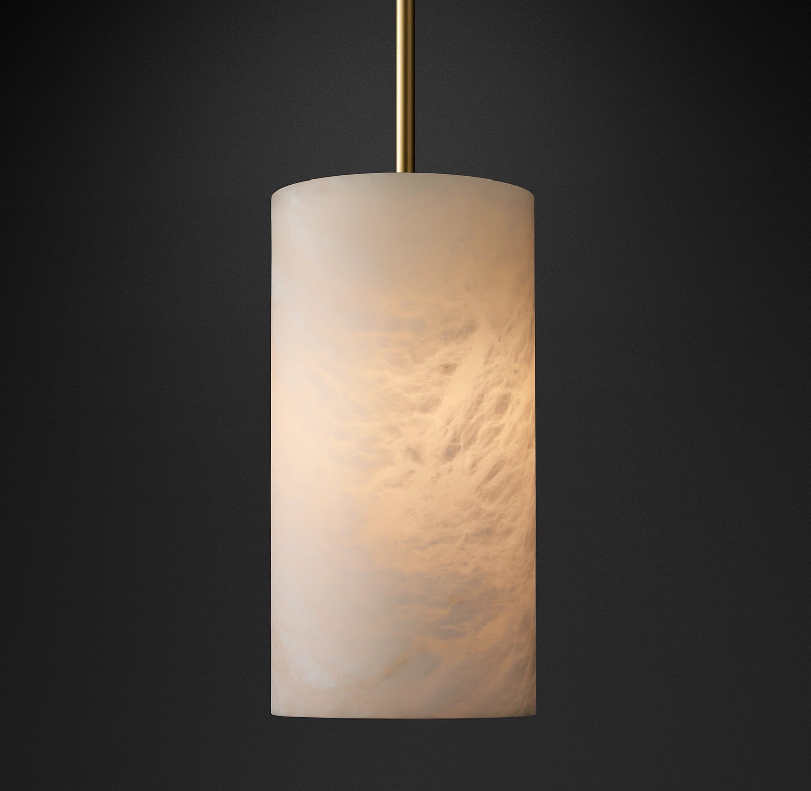 7 Inch Hand-carved Alabaster Cylinder Pendant Light - Celestial