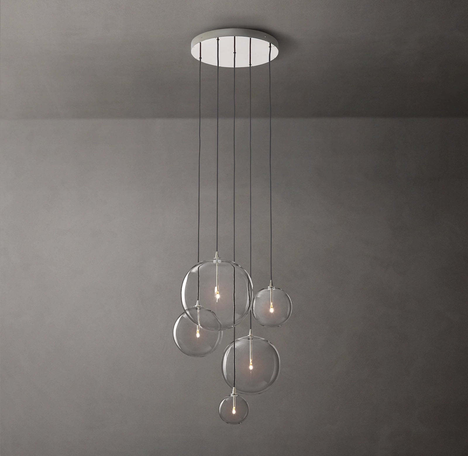 28 Inch Blown Glass Globe Cluster Chandelier - Mobile