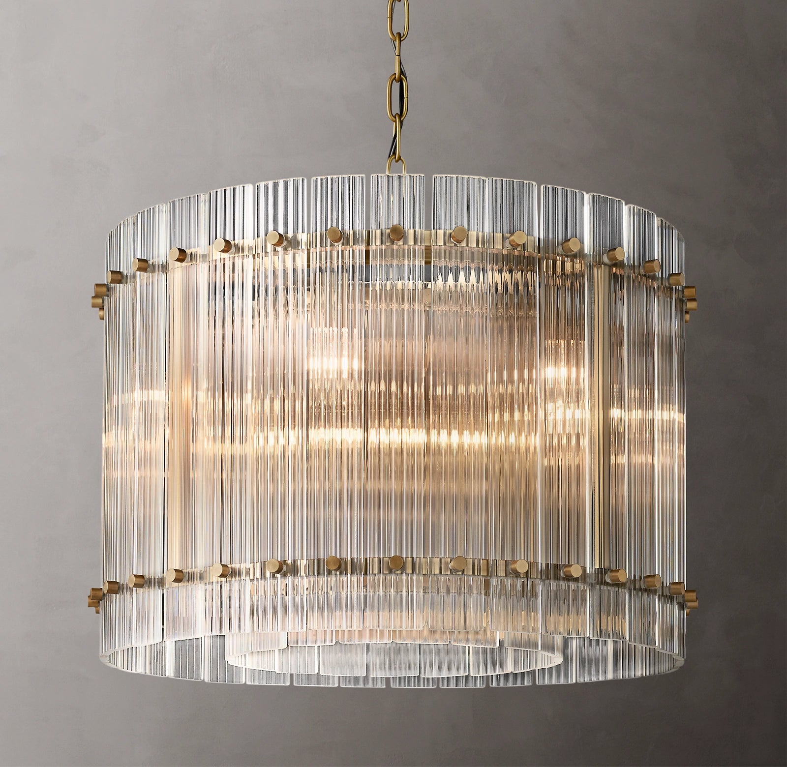 22 Inch Ribbed Glass Round Chandelier - San Marco