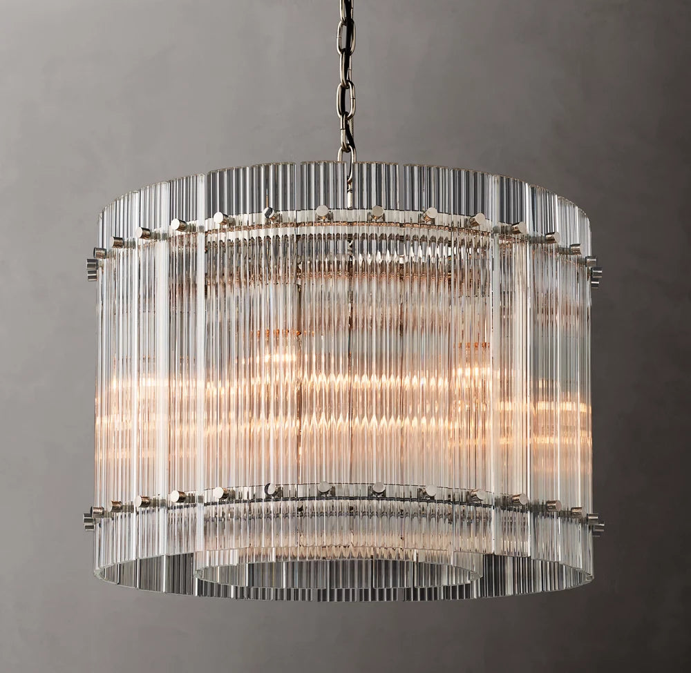 22 Inch Ribbed Glass Round Chandelier - San Marco