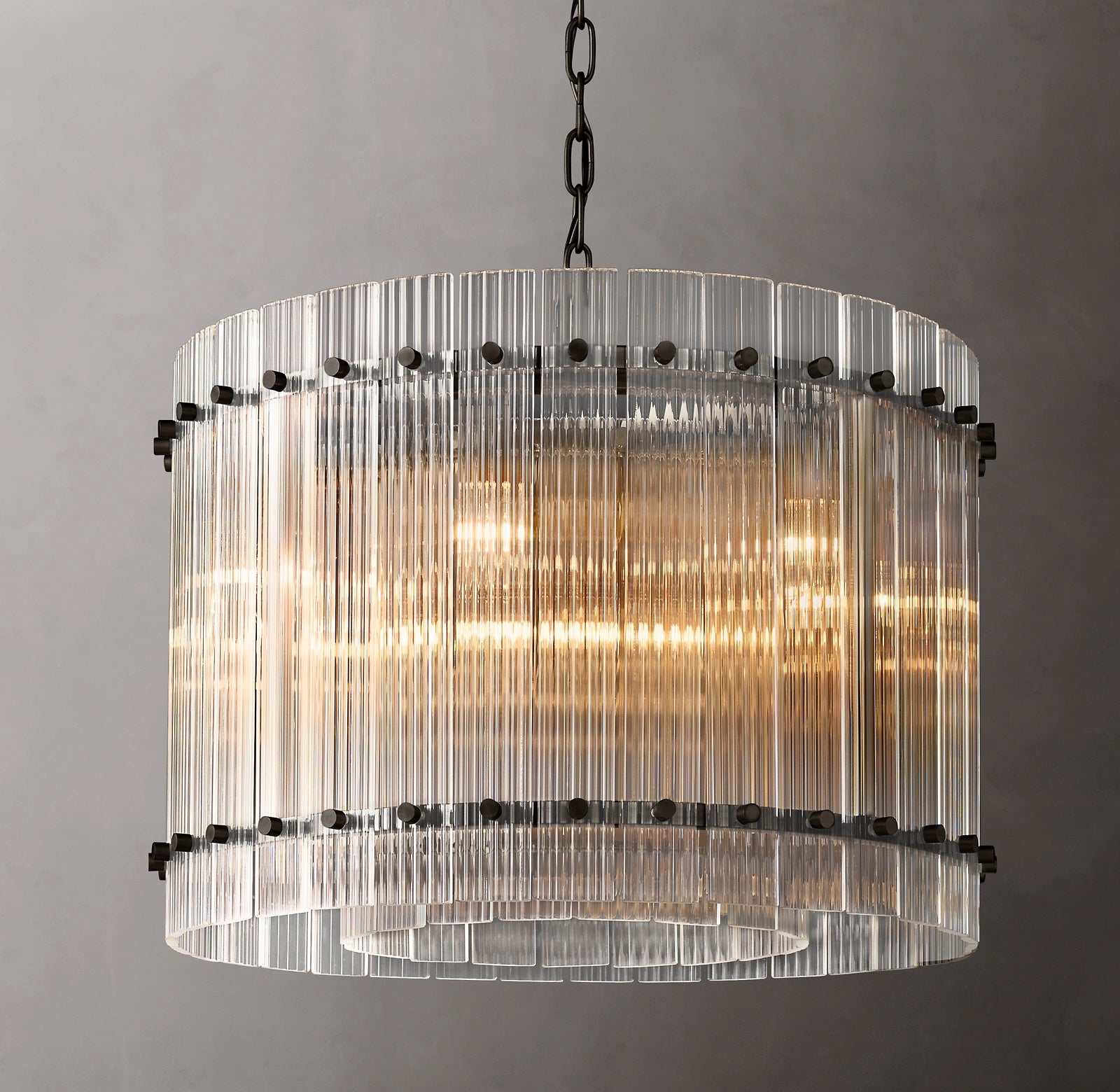 22 Inch Ribbed Glass Round Chandelier - San Marco