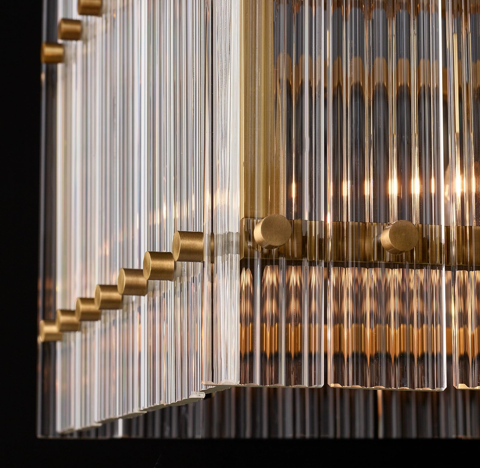 72 Inch Ribbed Glass Rectangular Chandelier - San Marco