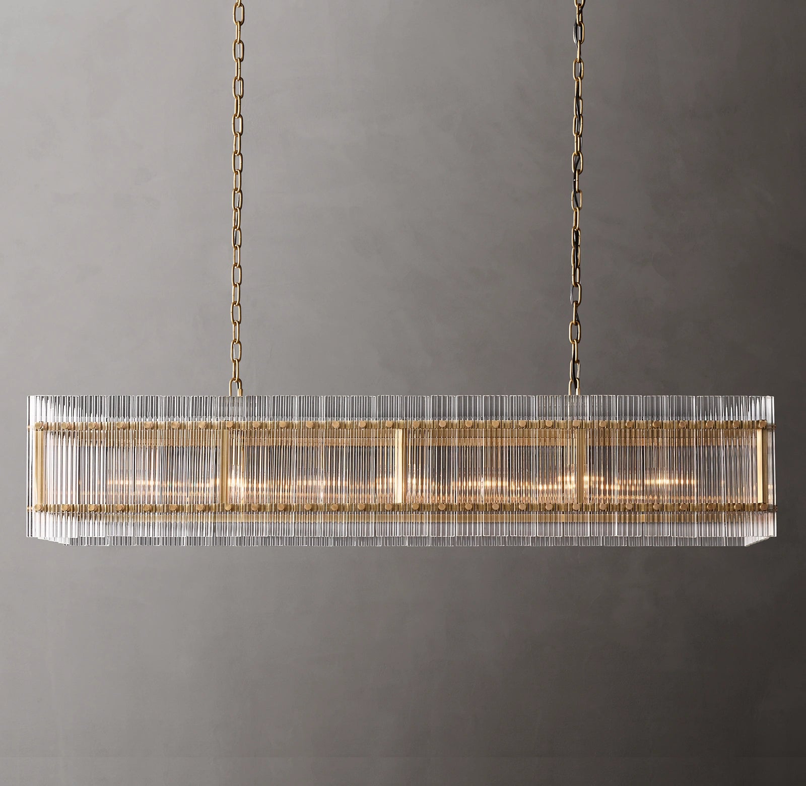 54 Inch Ribbed Glass Rectangular Chandelier - San Marco