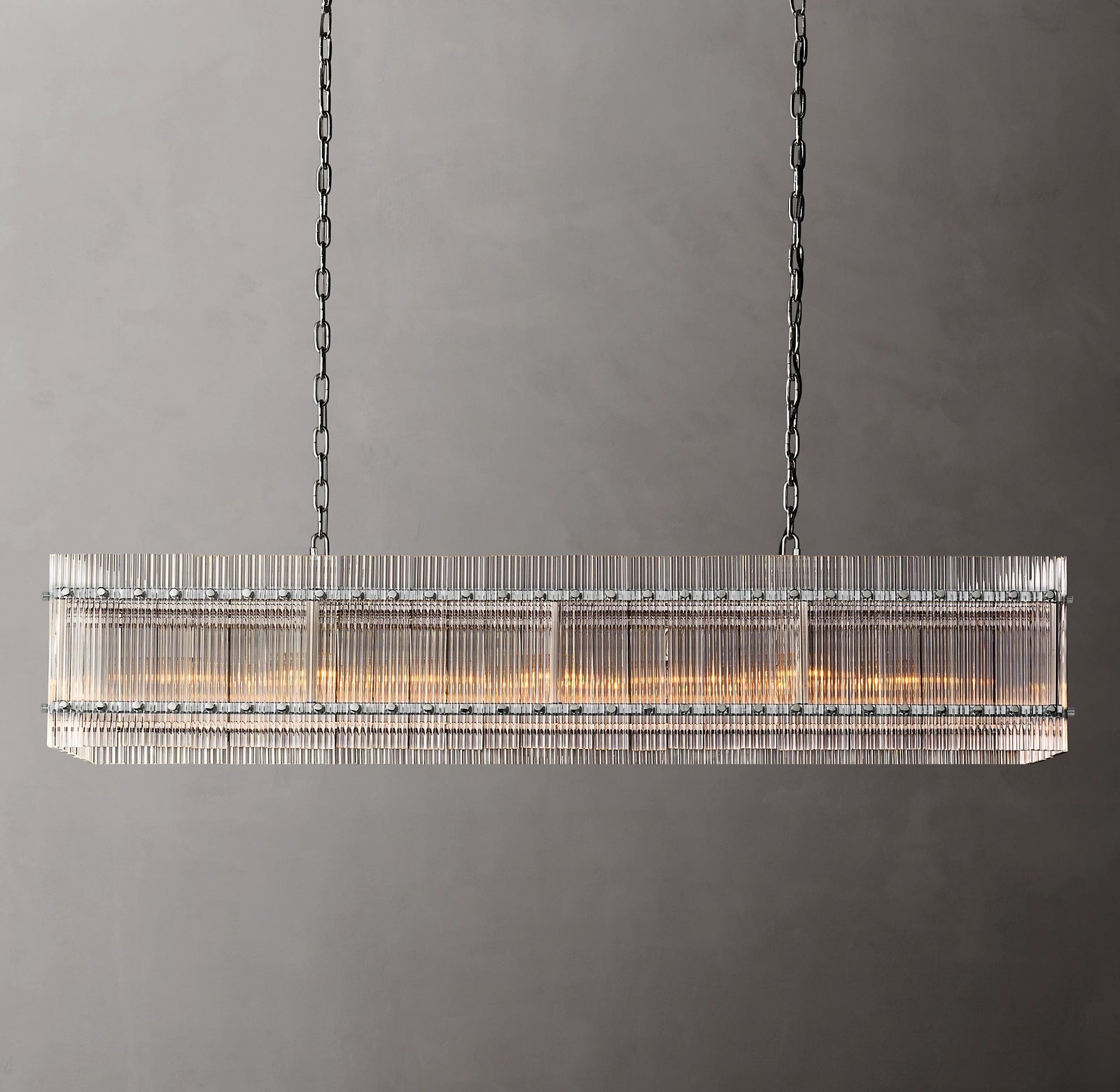 54 Inch Ribbed Glass Rectangular Chandelier - San Marco
