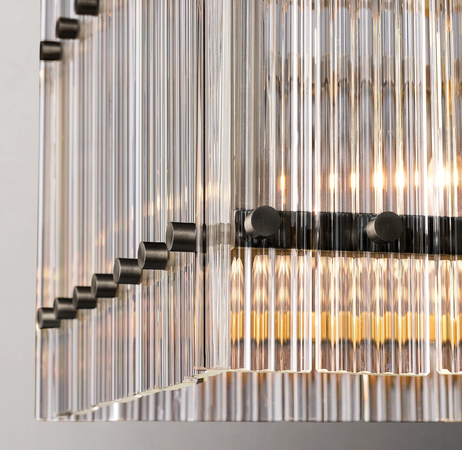 72 Inch Ribbed Glass Rectangular Chandelier - San Marco