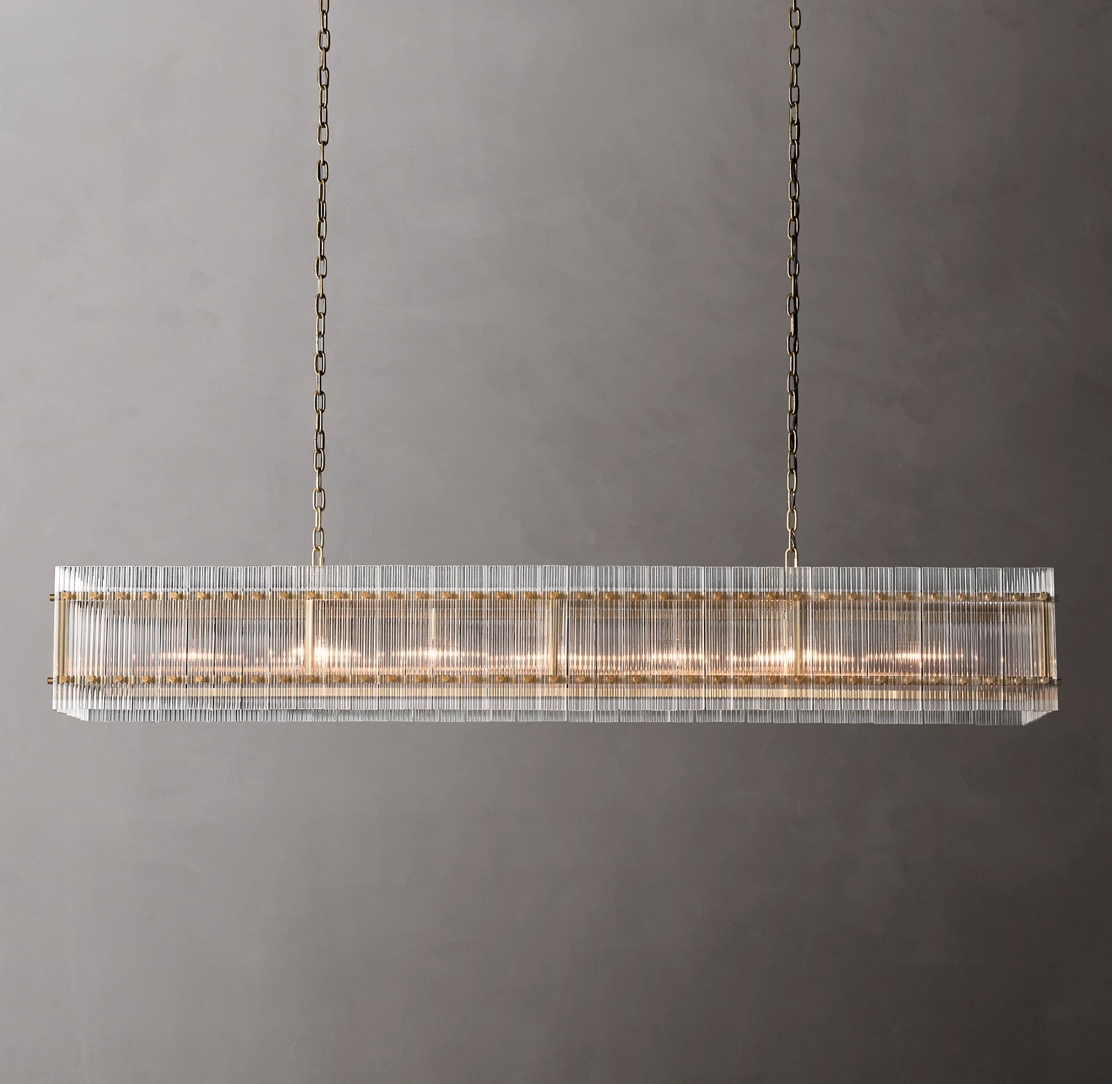 72 Inch Ribbed Glass Rectangular Chandelier - San Marco