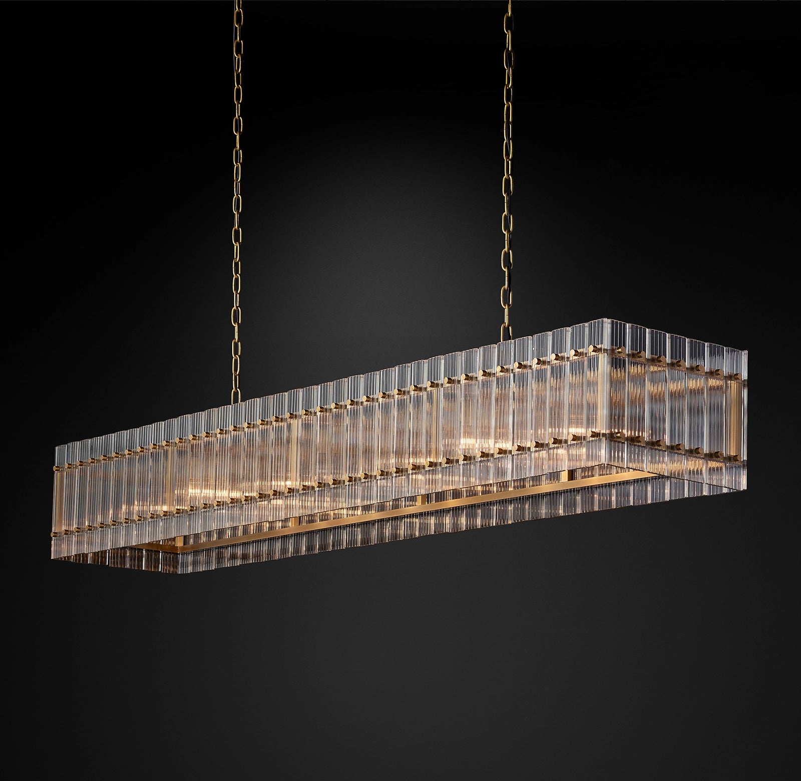 72 Inch Ribbed Glass Rectangular Chandelier - San Marco