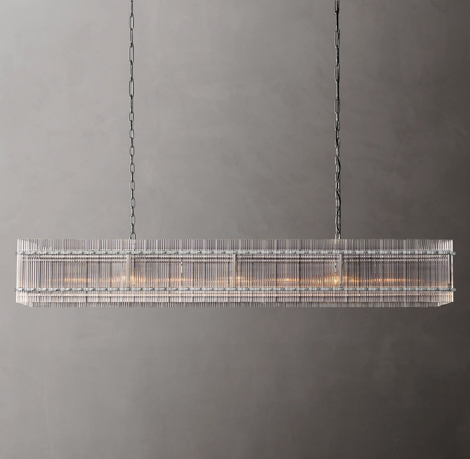 72 Inch Ribbed Glass Rectangular Chandelier - San Marco