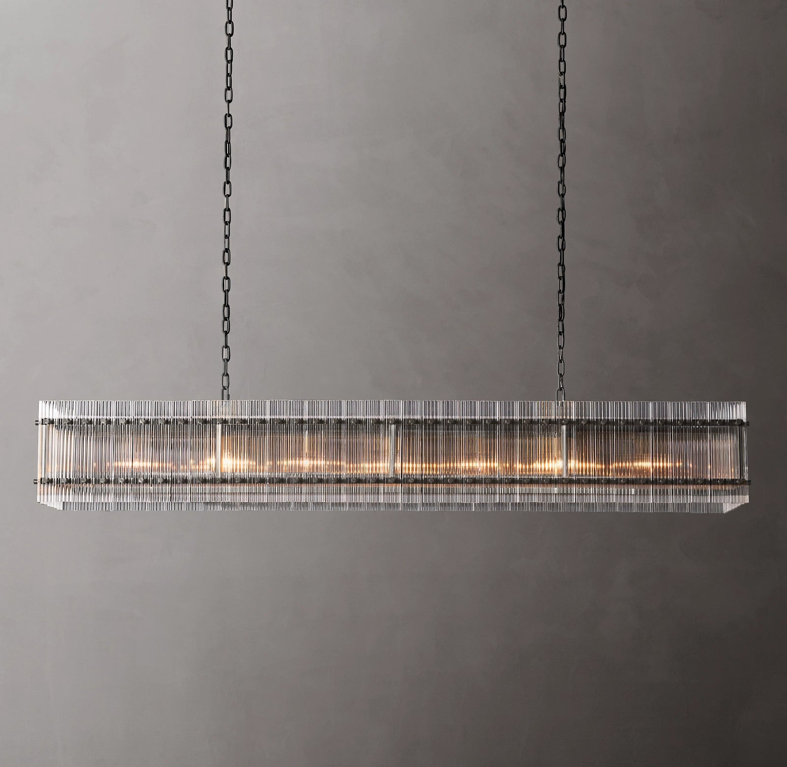 72 Inch Ribbed Glass Rectangular Chandelier - San Marco