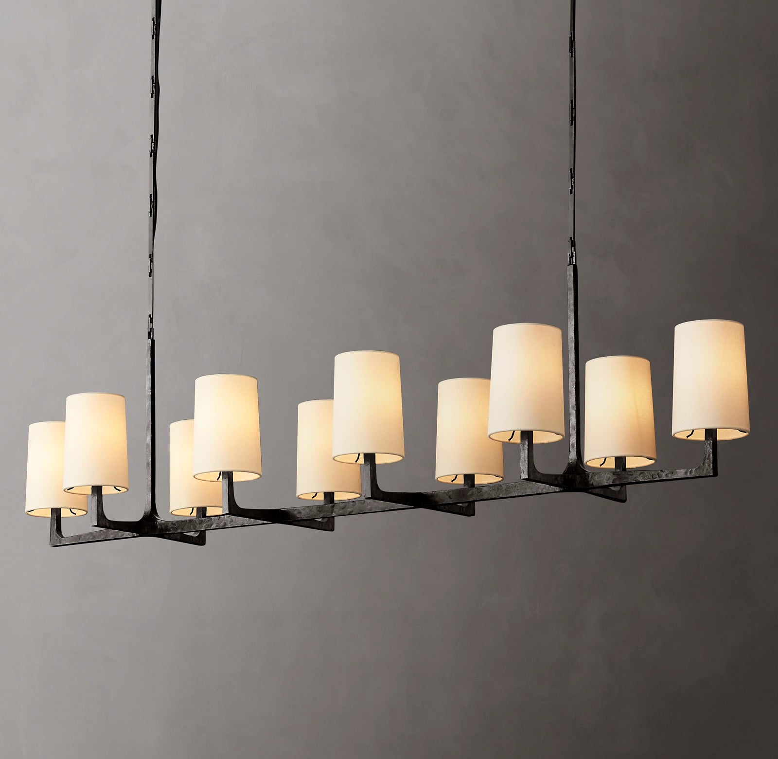72 Inch Shaded Hammered Metal Linear Chandelier – Wright