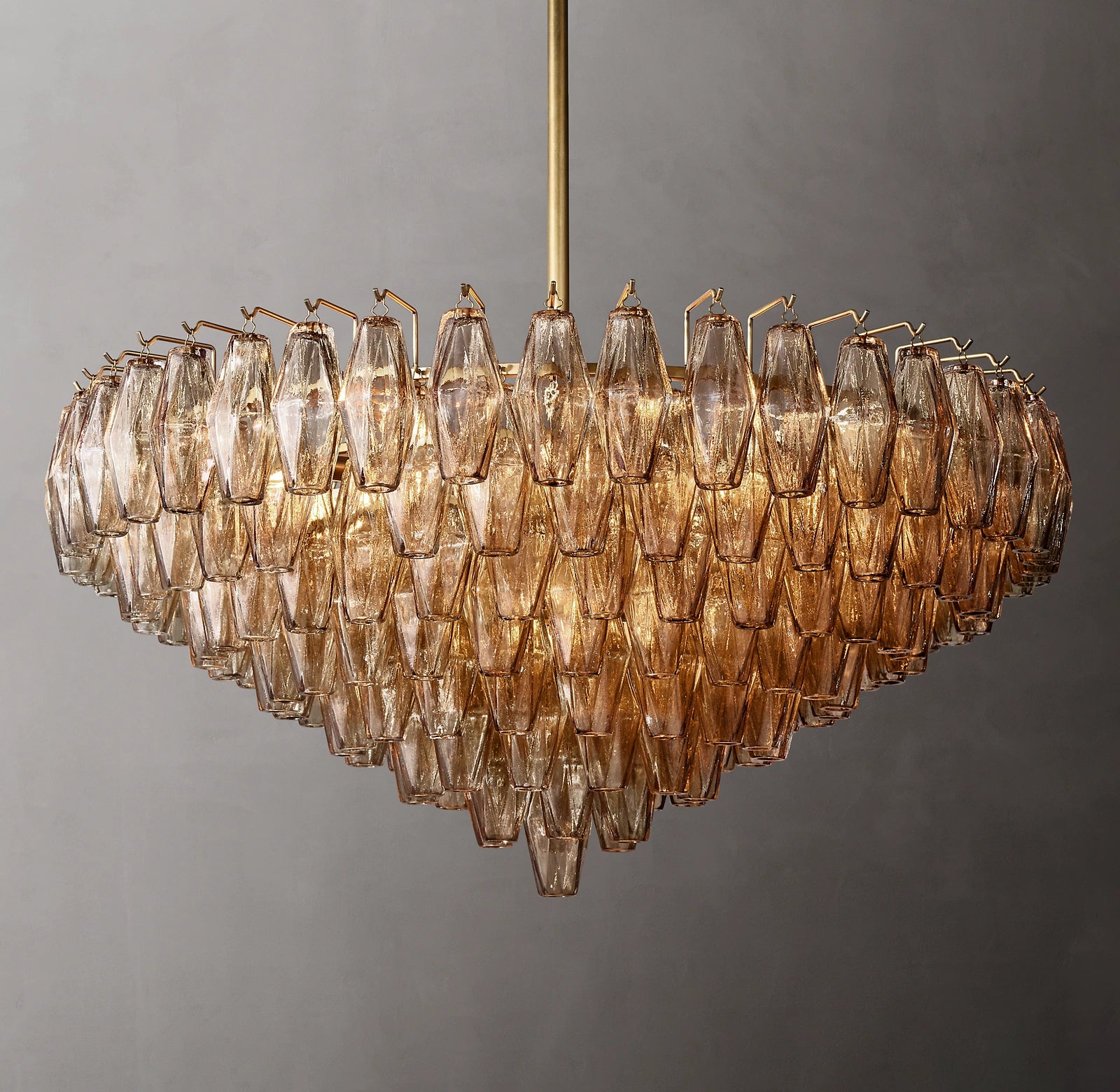 36 Inch Smoked Murano Glass Tiered Chandelier - Chiara