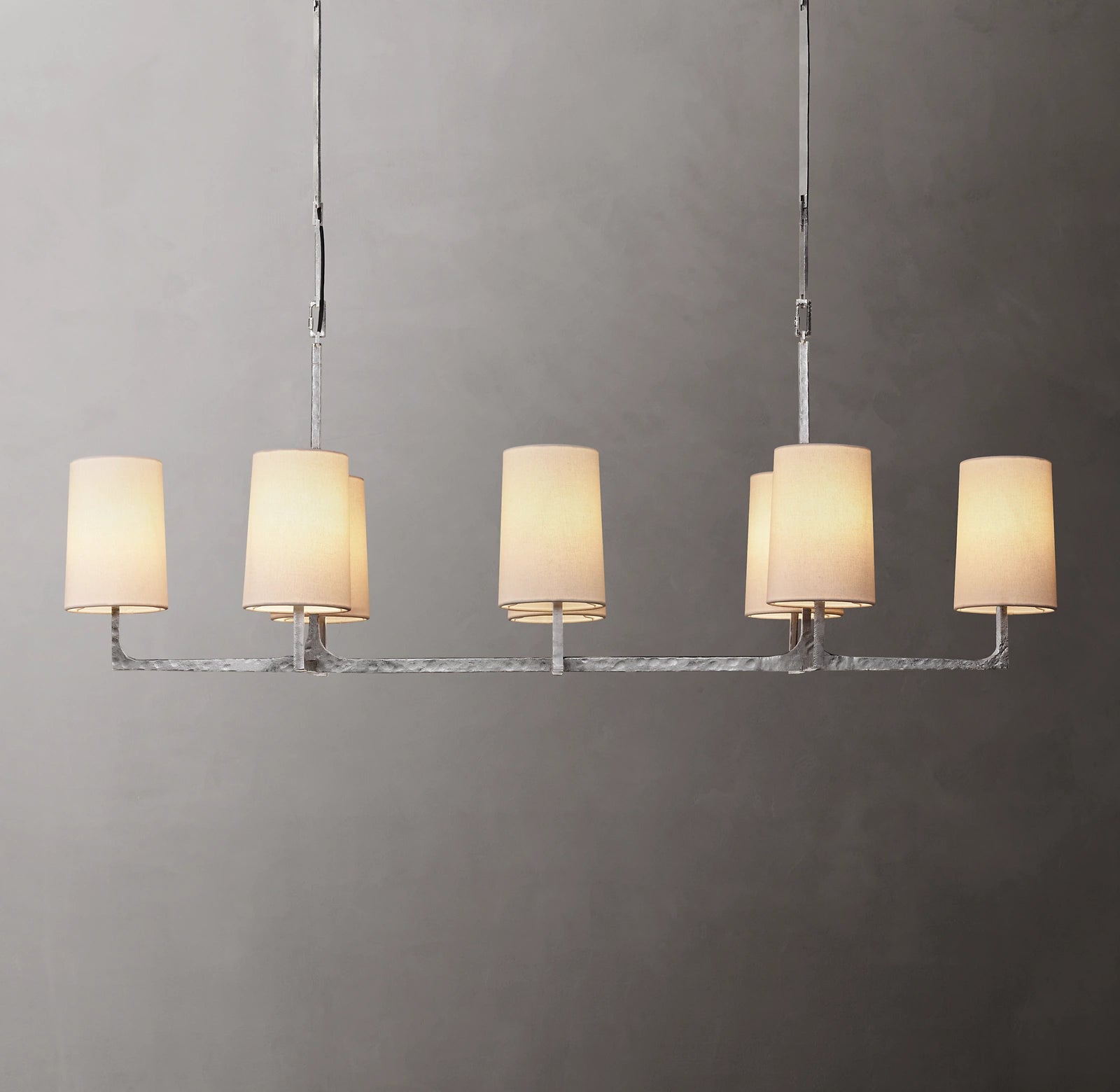54 Inch Shaded Hammered Metal Linear Chandelier – Wright