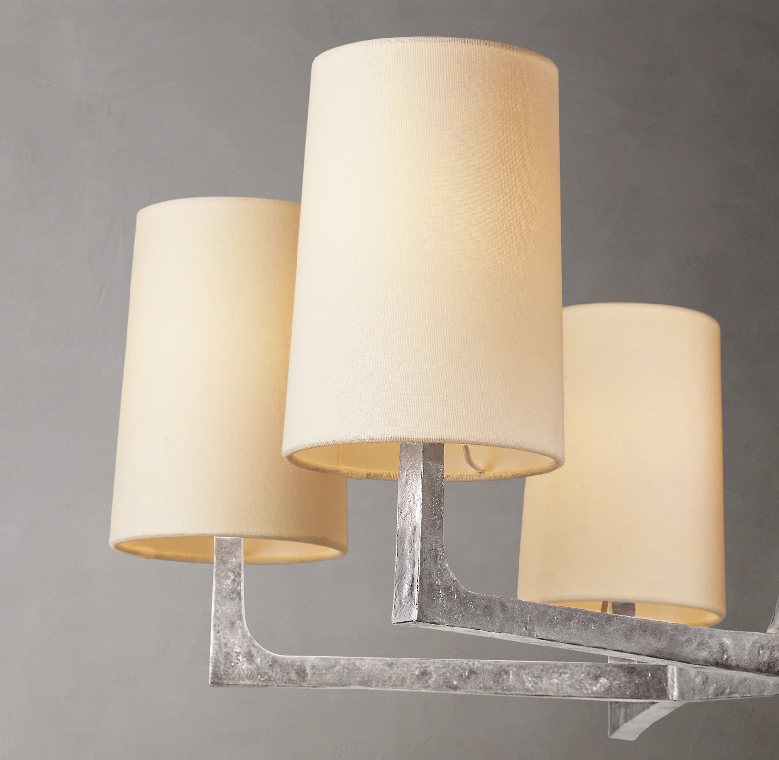 36 Inch Hammered Metal Arm Shaded Chandelier – Wright