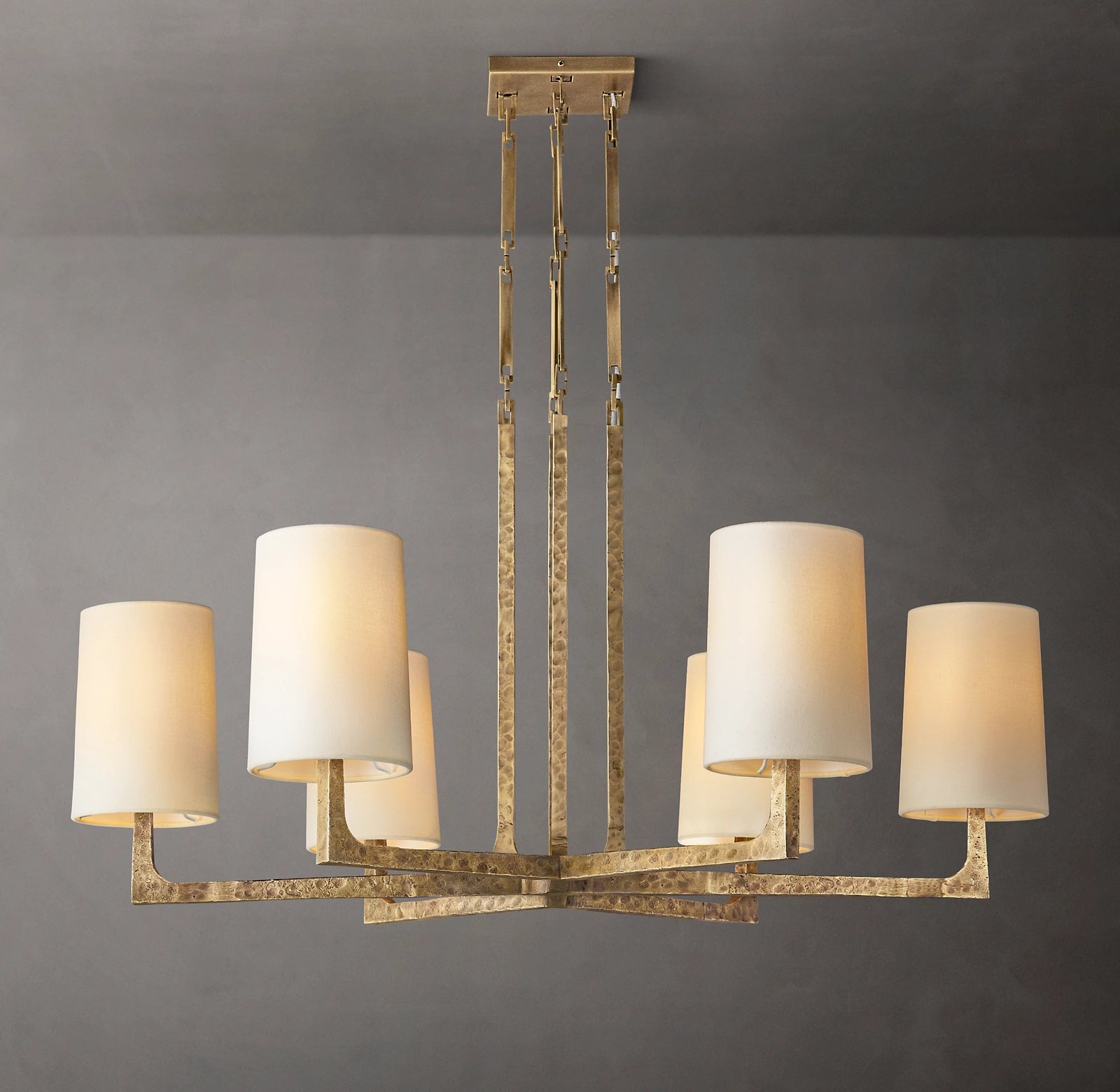 36 Inch Hammered Metal Arm Shaded Chandelier – Wright