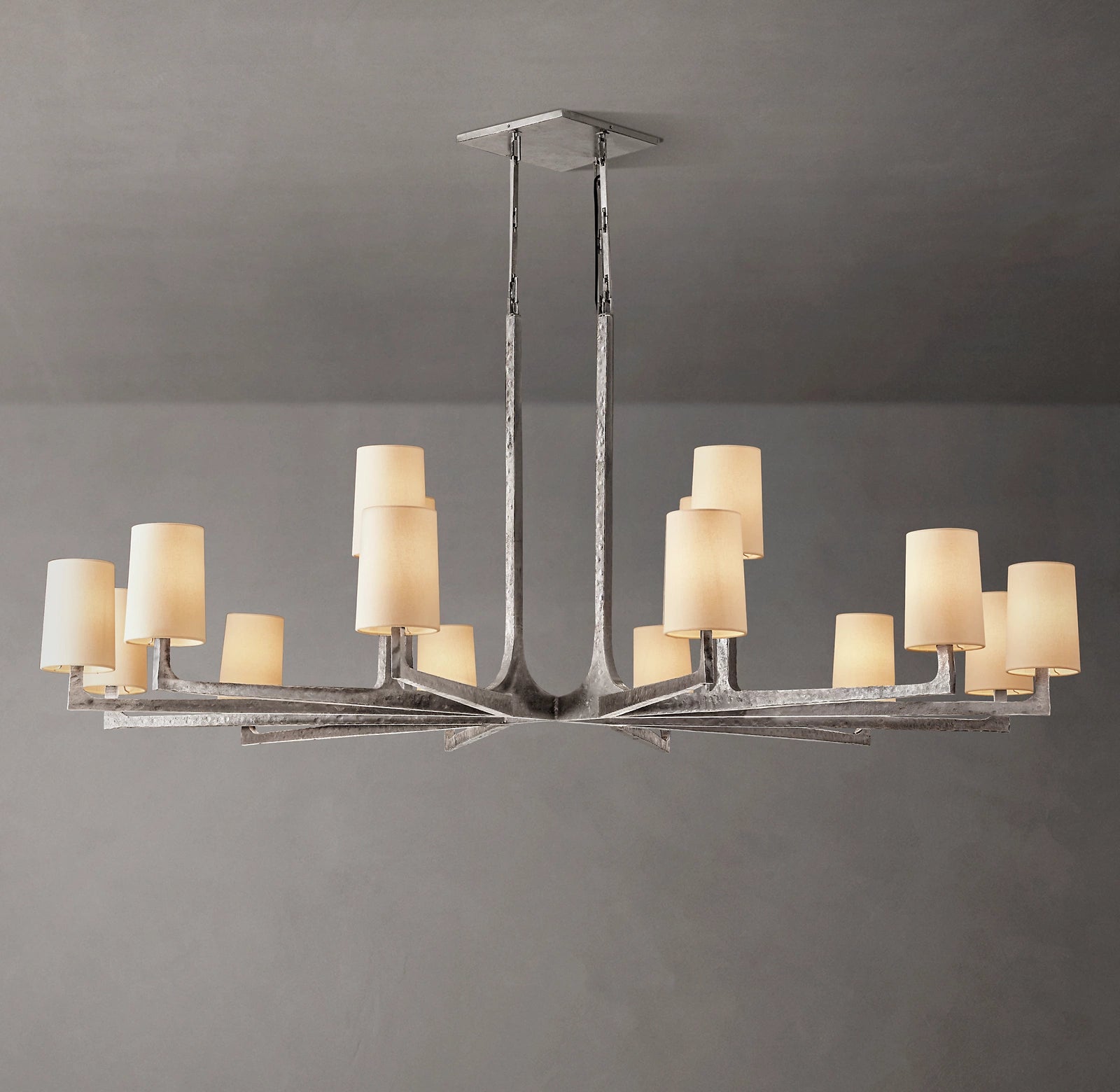 60 Inch Hammered Metal Arm Shaded Chandelier – Wright