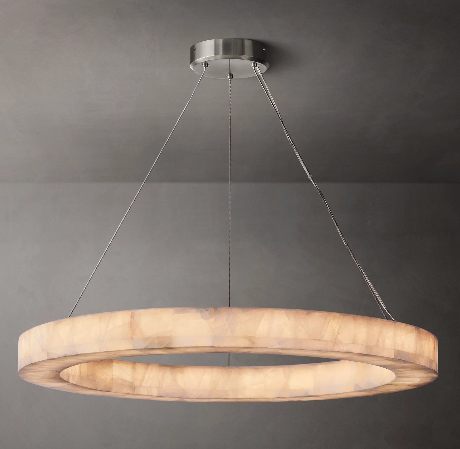 40 Inch Lueur Round Alabaster Chandelier - Rivage