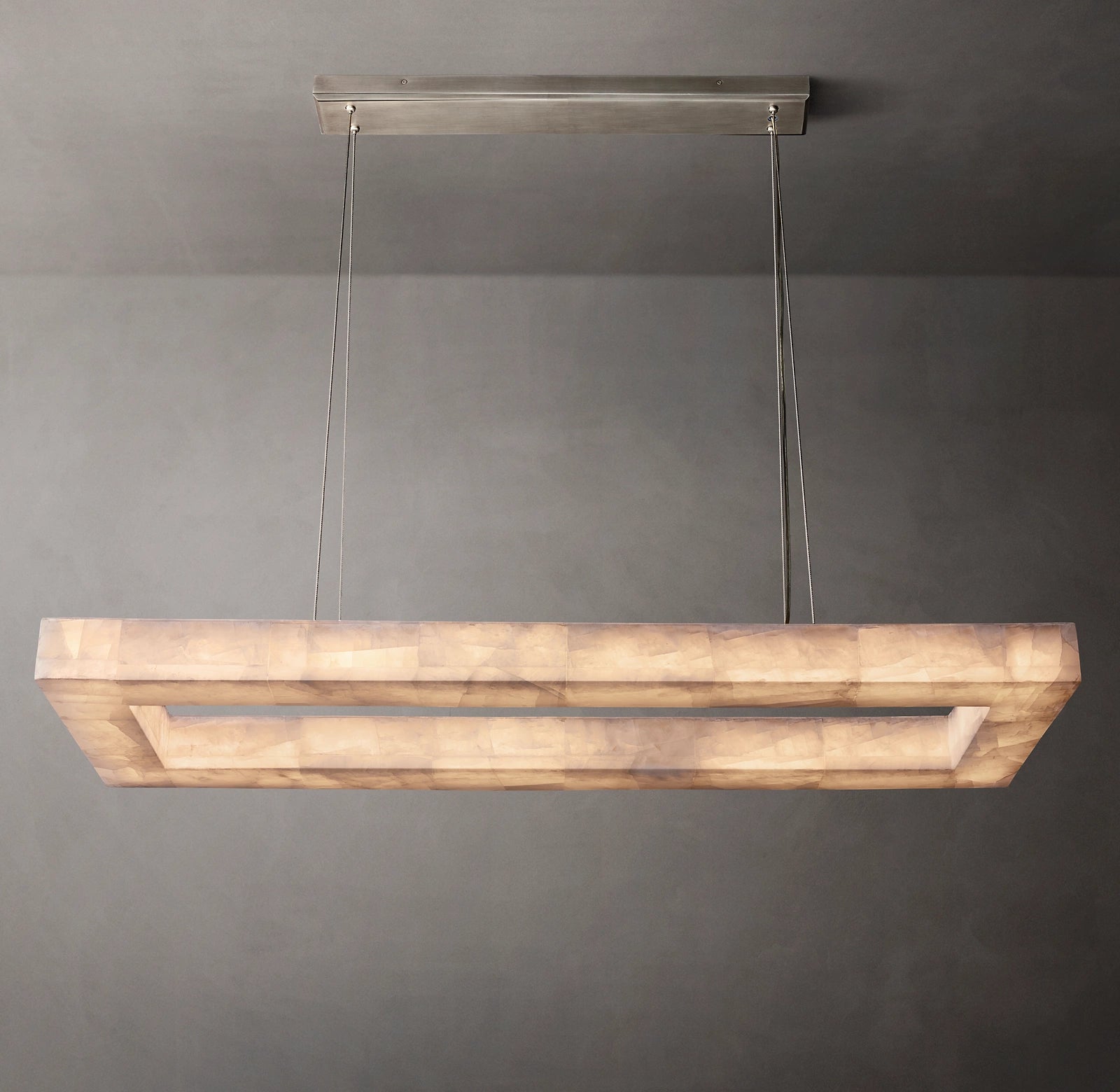 54 Inch Lueur Rectangular Alabaster Chandelier - Rivage